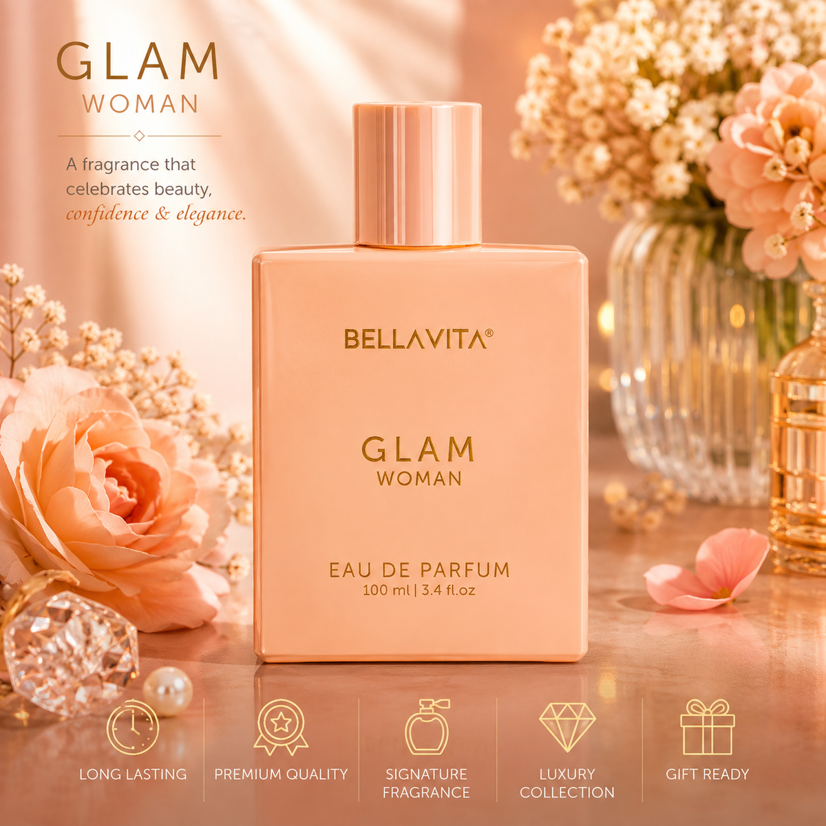 BellaVita GLAM Woman Perfume 100ml – Eau de Parfum for Women