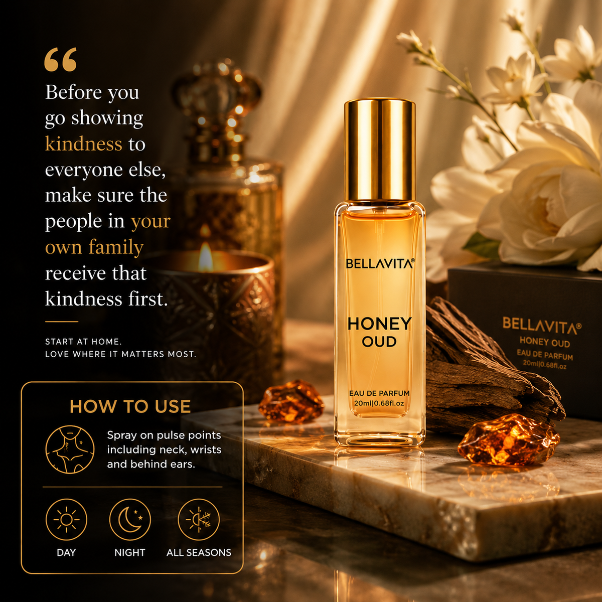 Bella Vita Honey Oud Eau de Parfum 20ml – Unisex Perfume