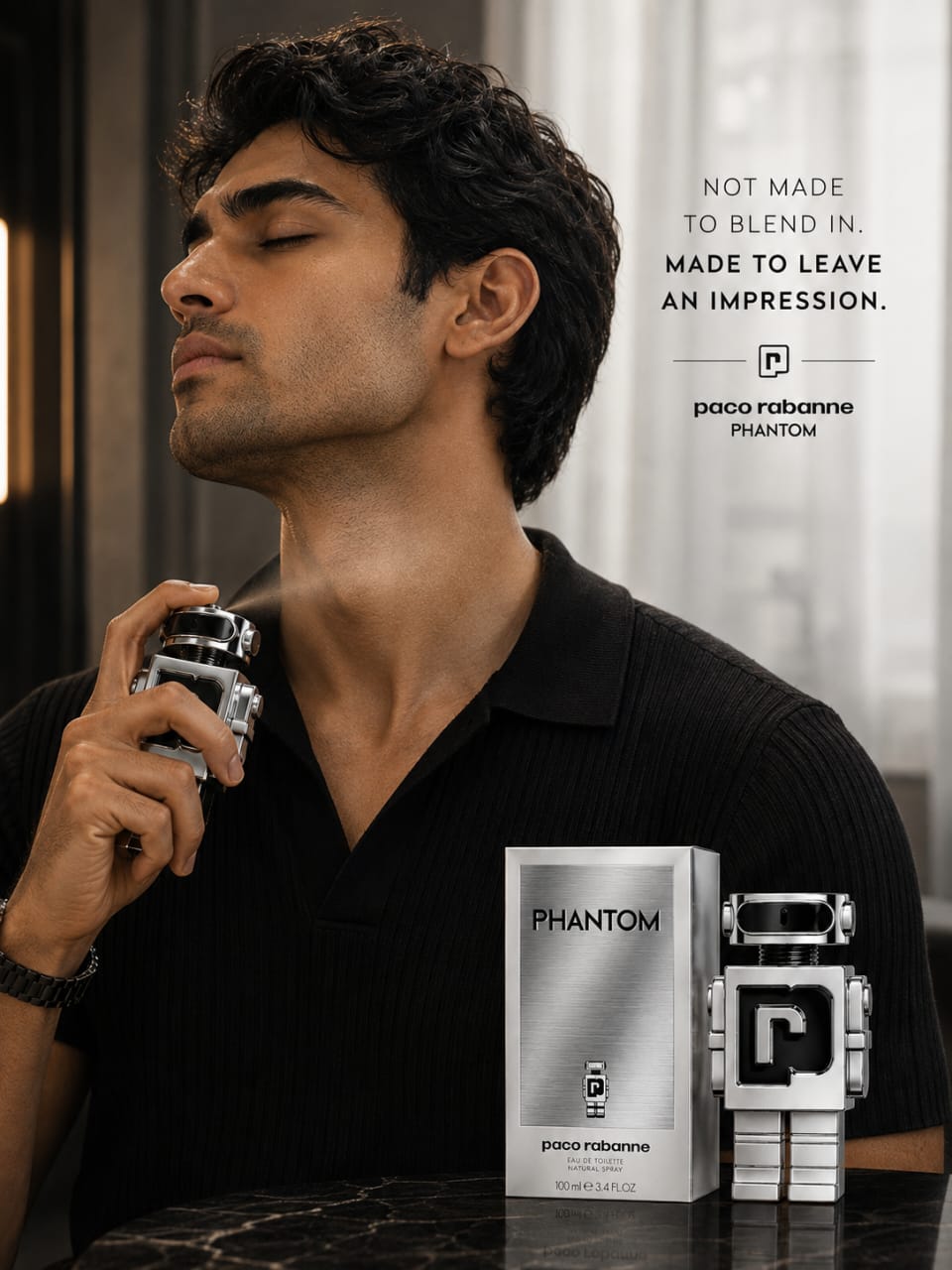Rabanne Phantom Eau de Toilette 100ml for Men – Futuristic Aromatic Fragrance