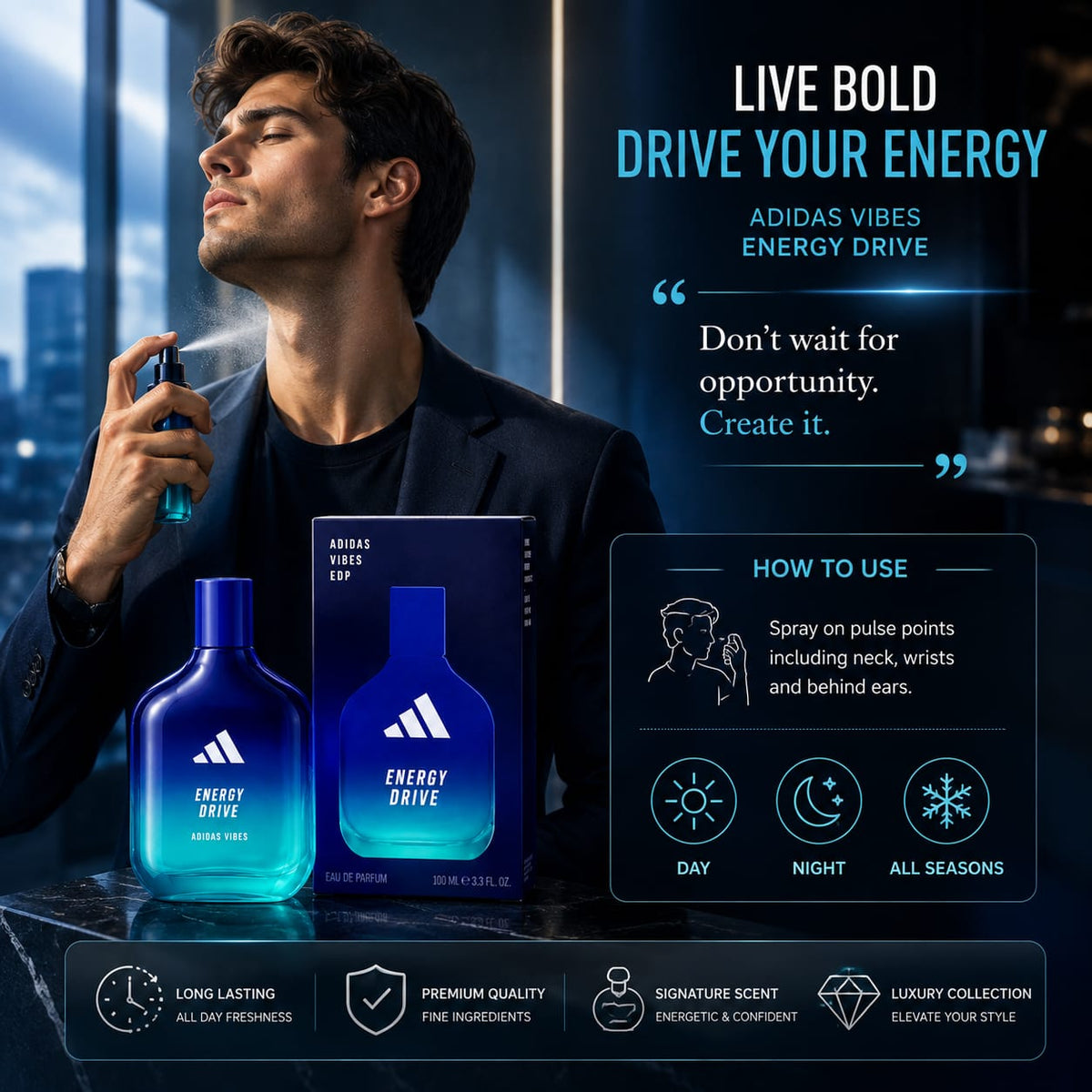 Adidas Vibes Energy Drive Eau de Parfum 100ml
