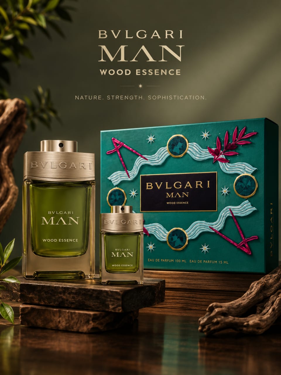 BVLGARI MAN Wood Essence Eau de Parfum Gift Set 100ml + 15ml for Men