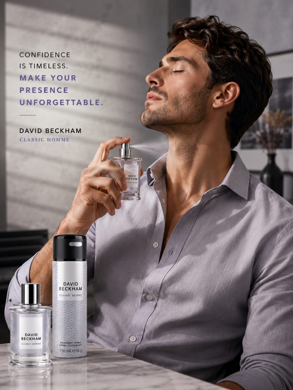 David Beckham Classic Homme 2-Piece Fragrance Set – Eau de Toilette 50ml + Deodorant Spray 150ml
