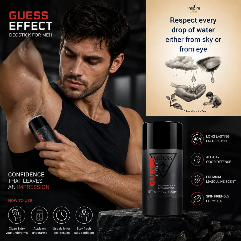 GUESS Effect Deodorant Stick for Men – 2.6 oz / 75 g