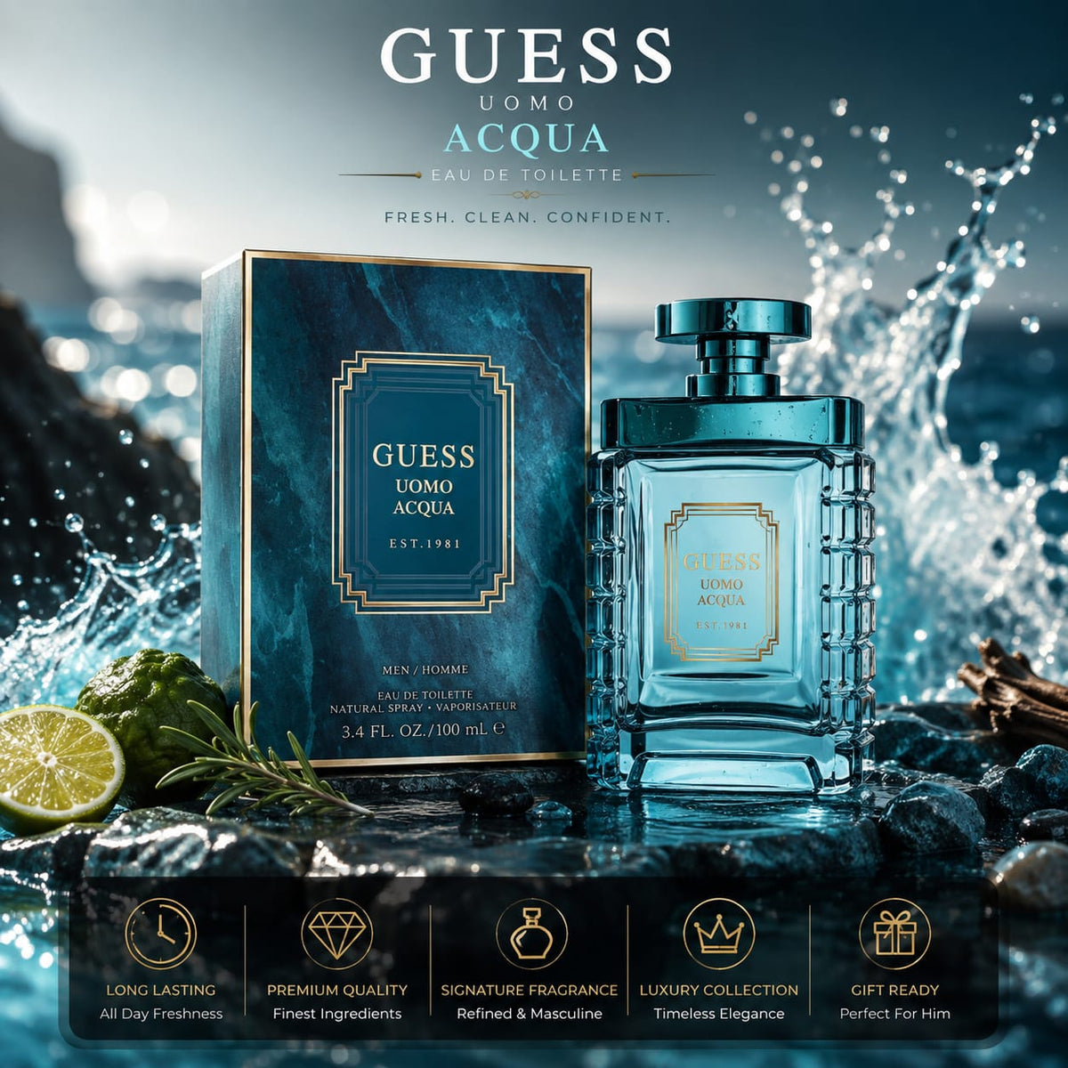 GUESS Uomo Acqua Eau de Toilette for Men 100ml