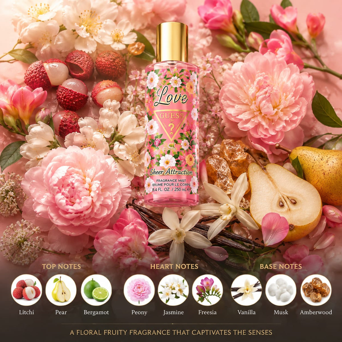 GUESS Love Sheer Attraction Fragrance Mist for Women – 250 ml