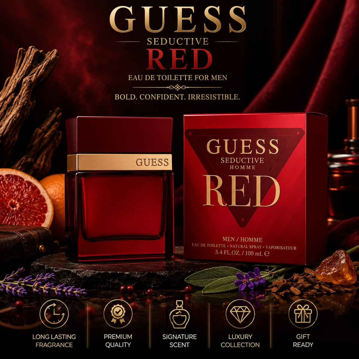 GUESS Seductive Homme Red Eau de Toilette for Men 100ml
