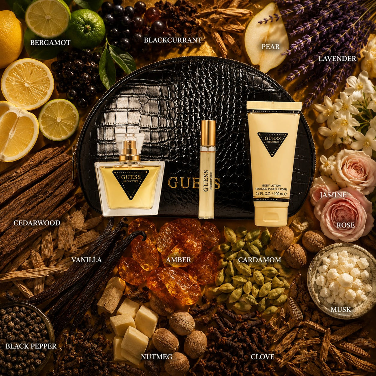 GUESS Seductive W Women's Gift Set – EDT 75ml + 15ml + Body Lotion 100ml + Pouch