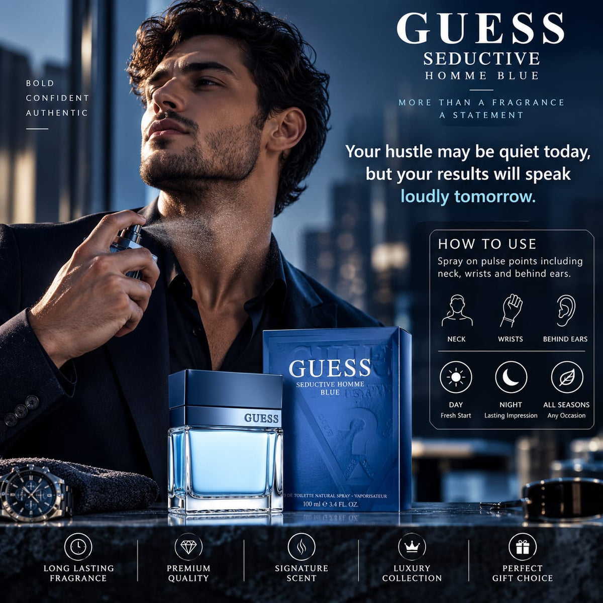 GUESS Seductive Homme Blue Eau de Toilette for Men 100ml