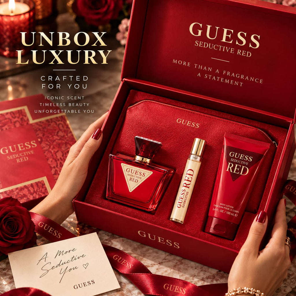 GUESS Seductive Red Perfume Gift Set for Women (EDT75+15+BL100+Pch)