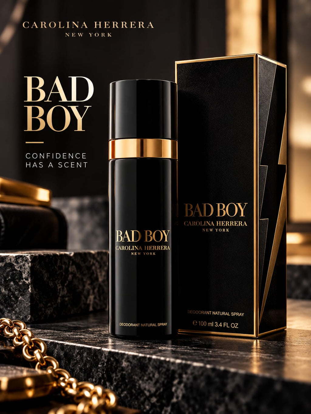 Carolina Herrera Bad Boy Deodorant Natural Spray 100ml for Men