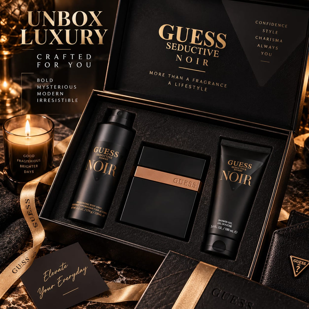 GUESS Seductive Noir Homme Gift Set for Men – Fragrance, Body Spray & Shower Gel