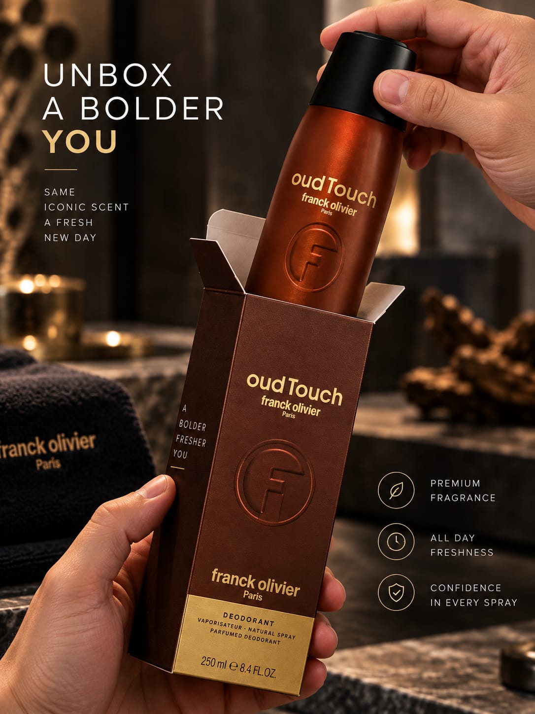Franck Olivier Oud Touch Deodorant 250ml – Oud Fragrance