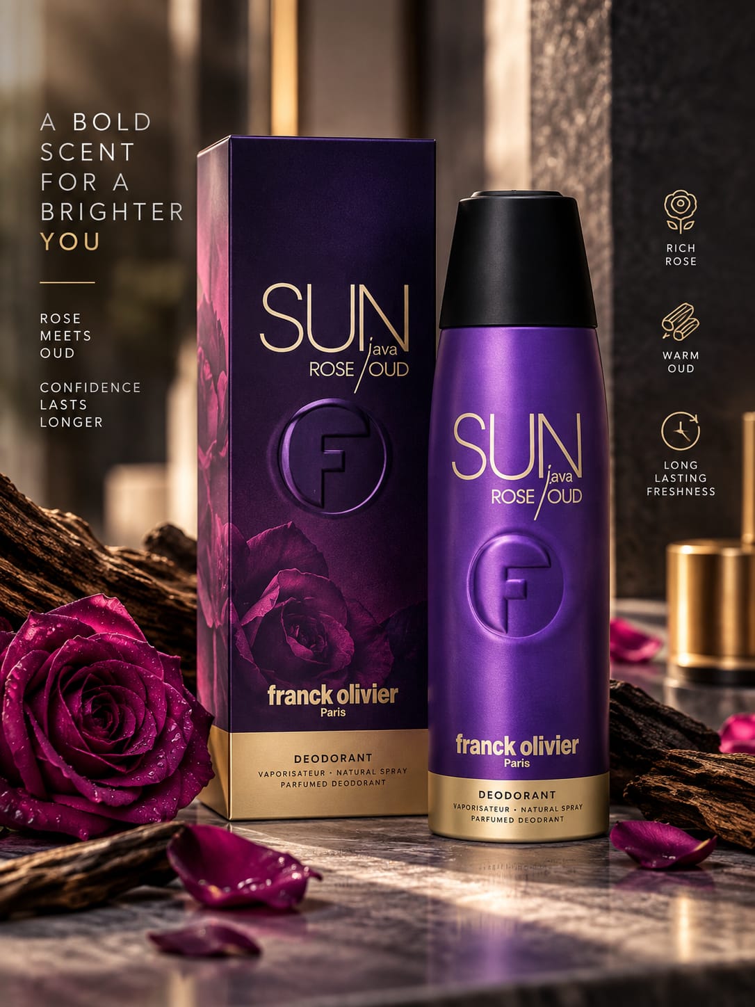 Franck Olivier Sun Java Rose/Oud Perfumed Deodorant Spray 250ml