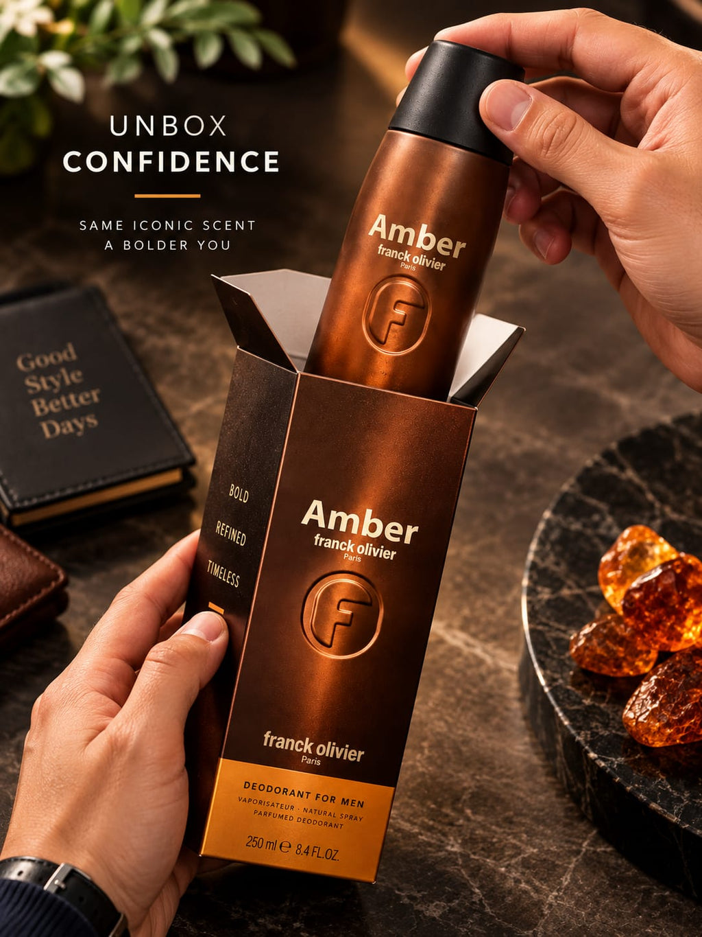 Franck Olivier Amber Deodorant for Men – Perfumed Natural Spray