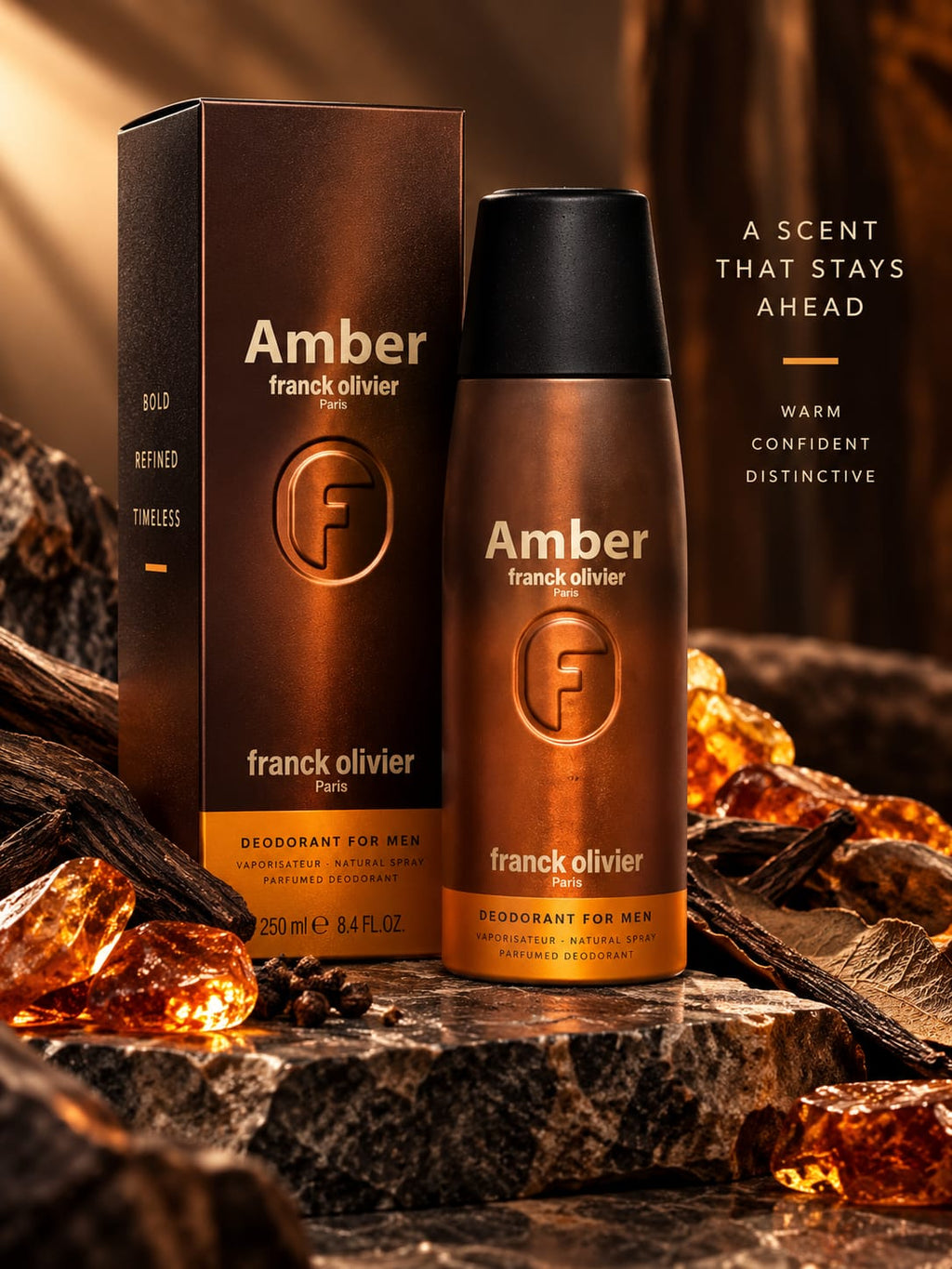 Franck Olivier Amber Deodorant for Men – Perfumed Natural Spray
