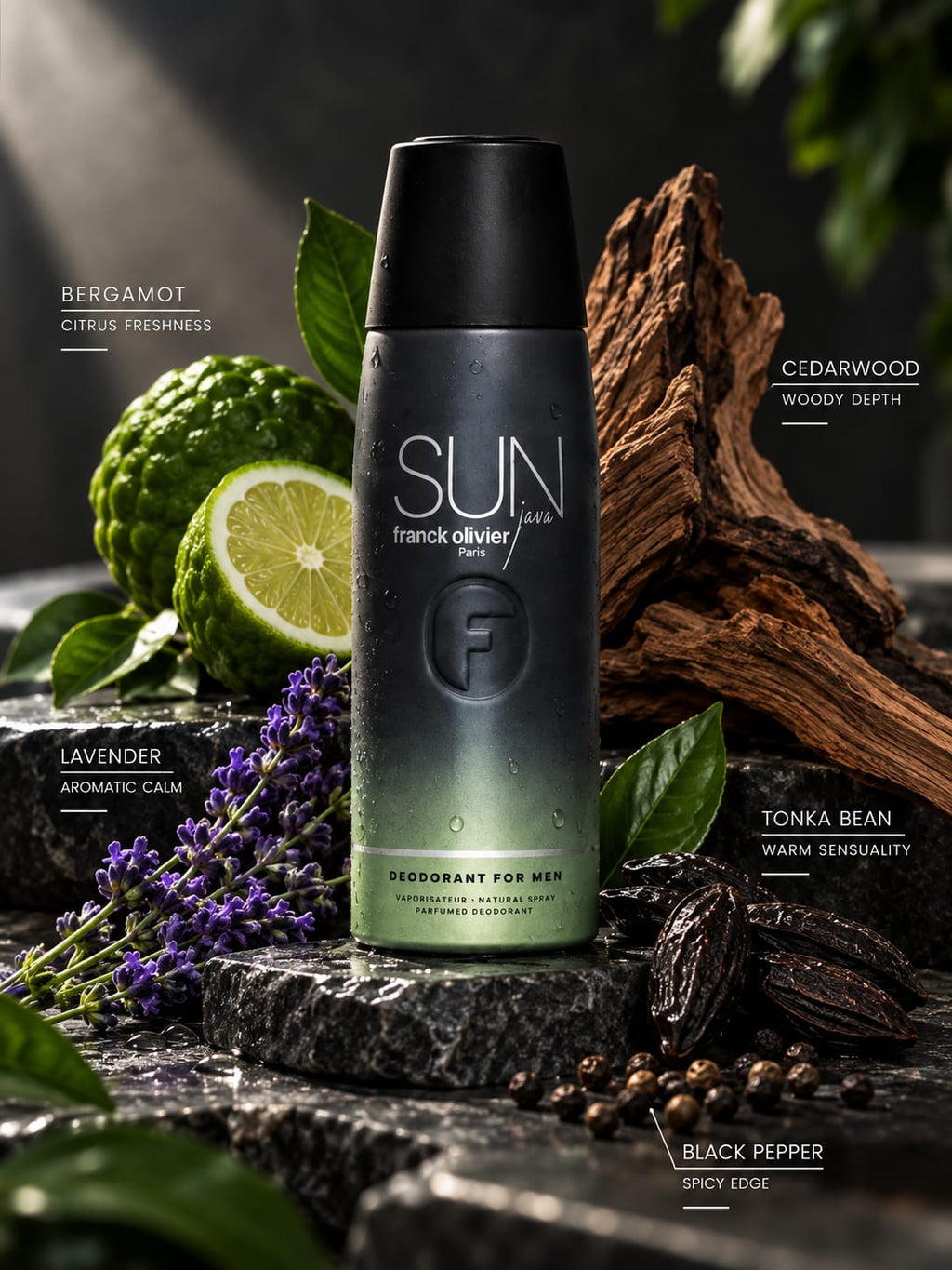 Franck Olivier Sun Java Deodorant for Men 250ml – Natural Spray