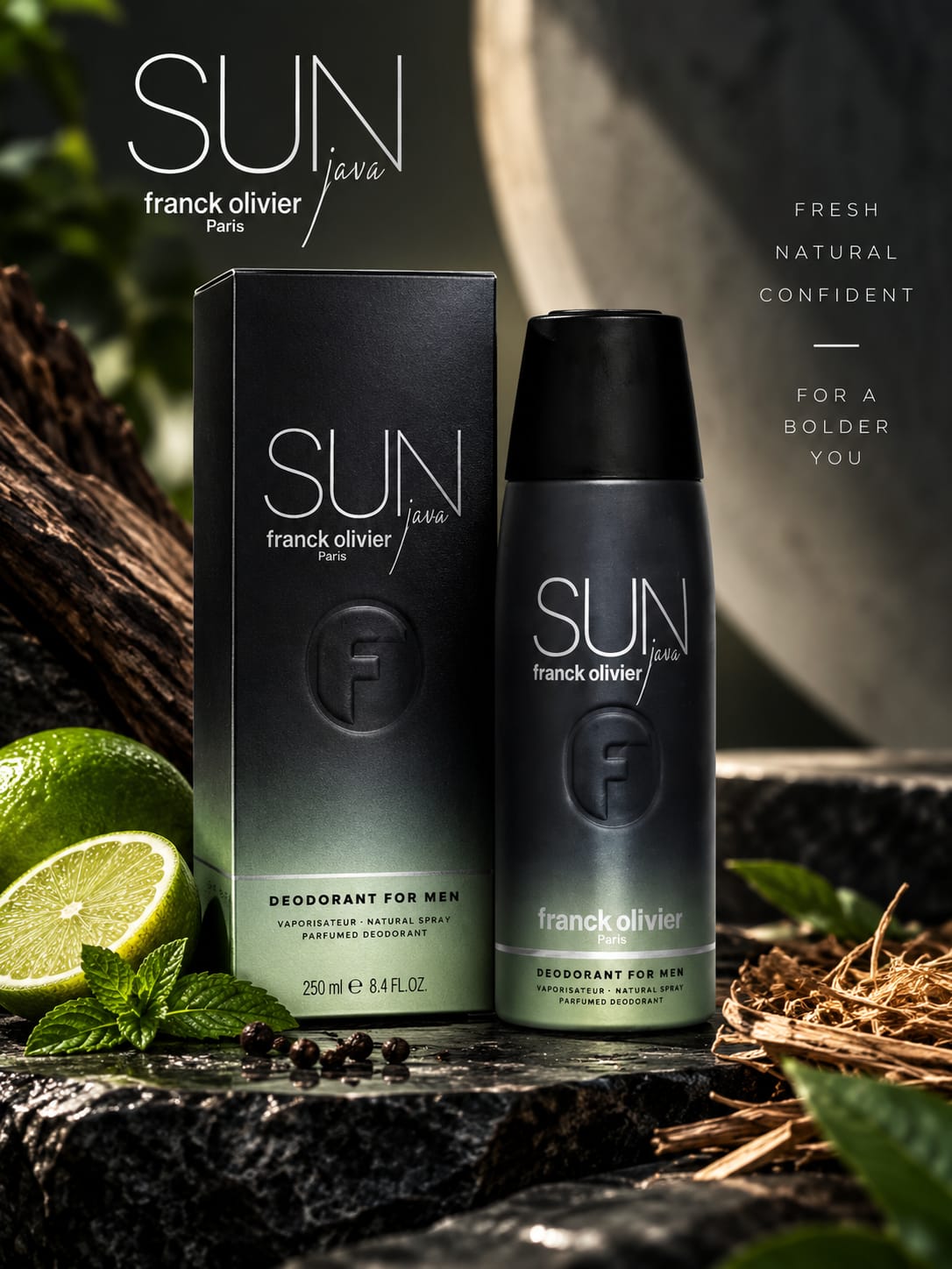 Franck Olivier Sun Java Deodorant for Men 250ml – Natural Spray