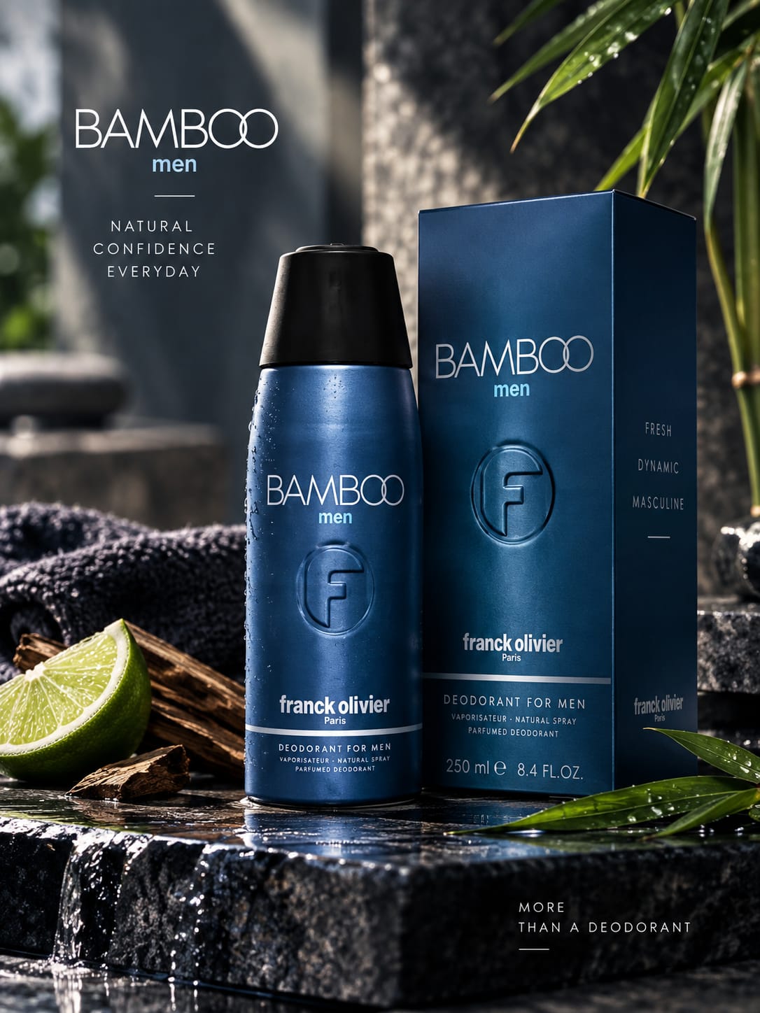 Franck Olivier Bamboo Men Deodorant Spray 250ml – Natural Spray for Men