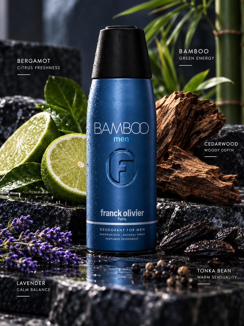 Franck Olivier Bamboo Men Deodorant Spray 250ml – Natural Spray for Men