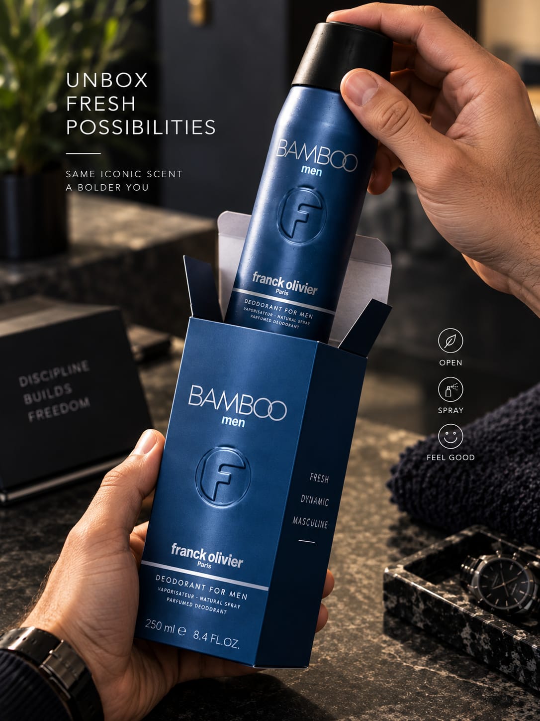 Franck Olivier Bamboo Men Deodorant Spray 250ml – Natural Spray for Men