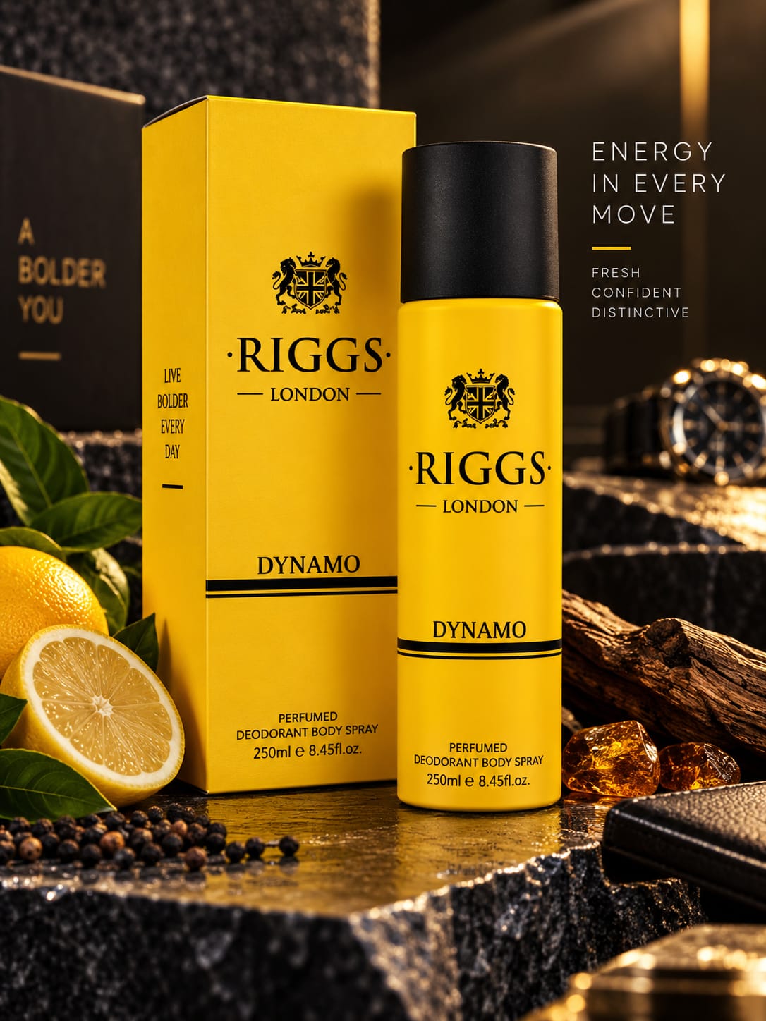 RIGGS London Dynamo Perfumed Deodorant Body Spray 250ml