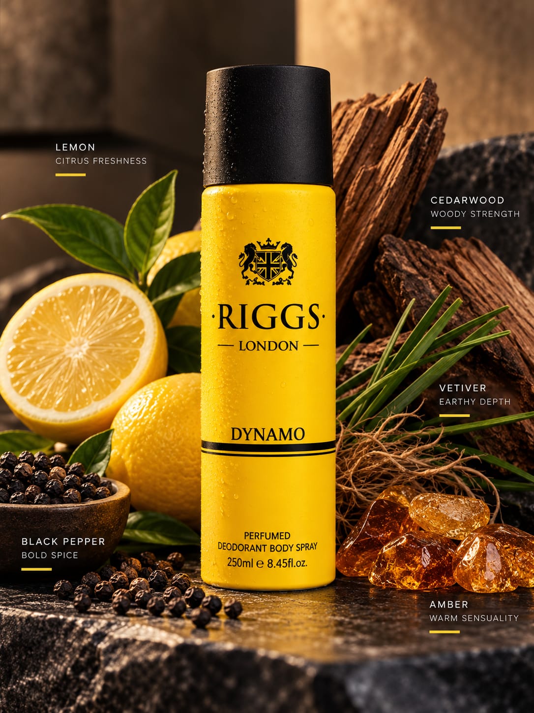 RIGGS London Dynamo Perfumed Deodorant Body Spray 250ml