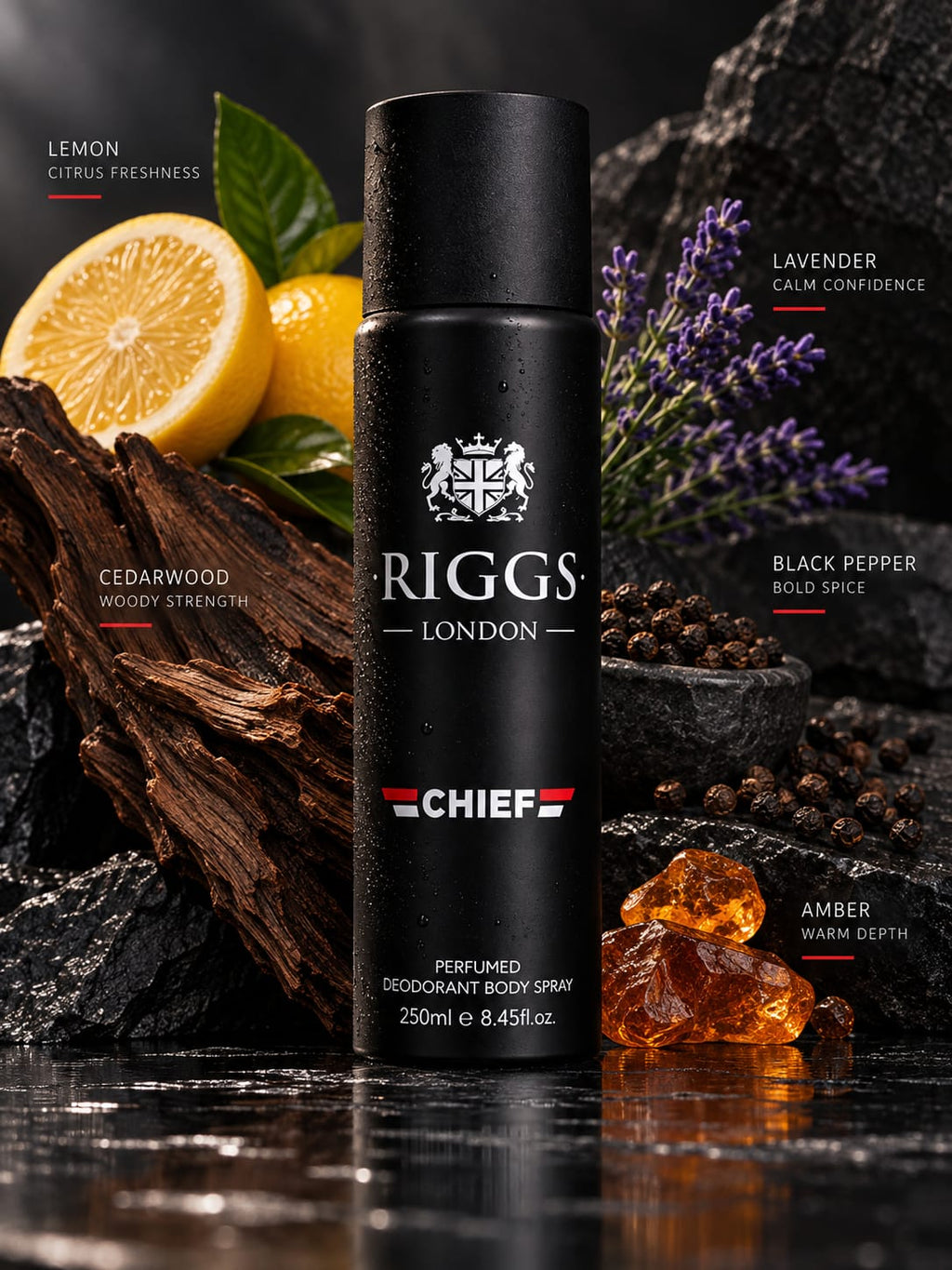 RIGGS London Chief Perfumed Deodorant Body Spray 250ml