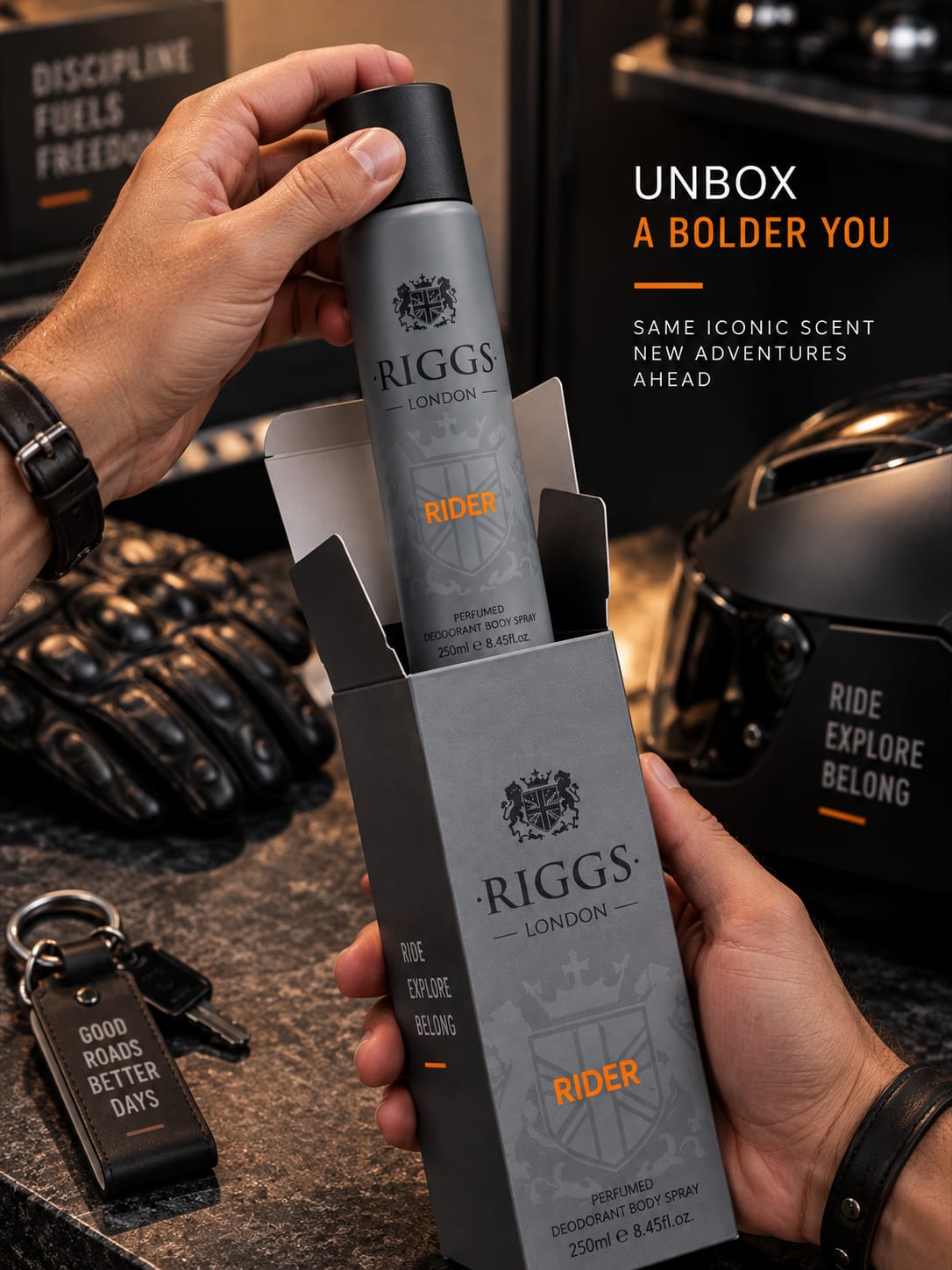 RIGGS LONDON Rider Perfumed Deodorant Body Spray 250ml for Men