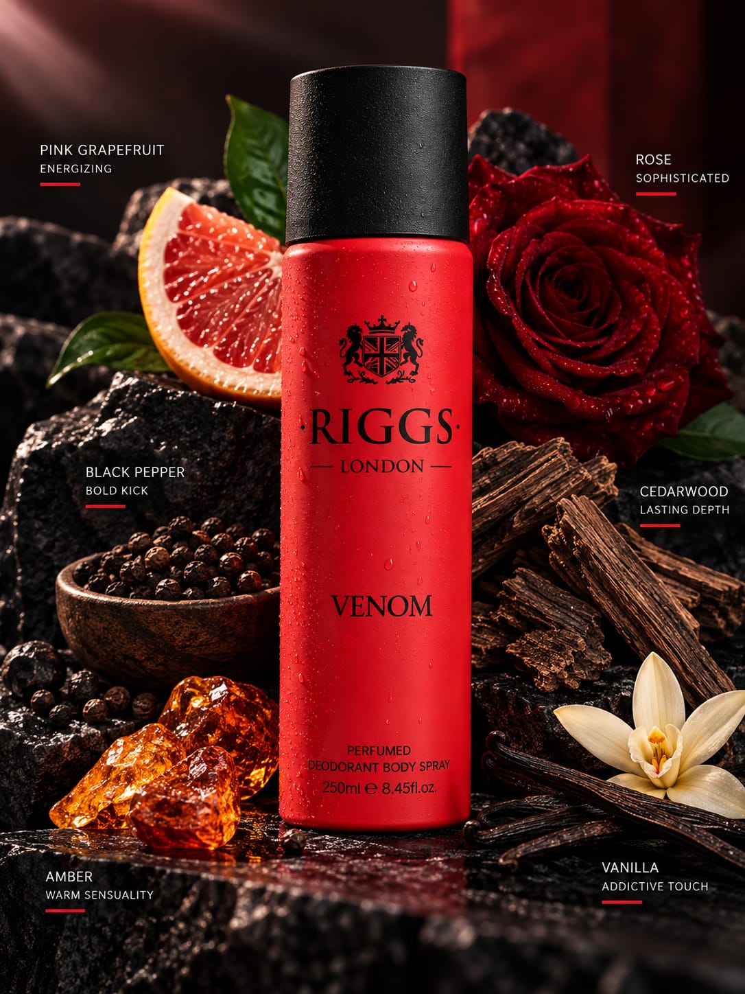 RIGGS London Venom Perfumed Deodorant Body Spray 250ml