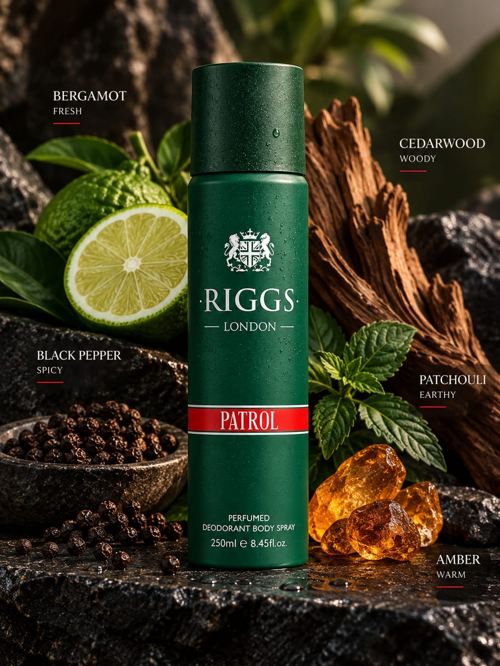 Riggs London Patrol Perfumed Deodorant Body Spray 250ml