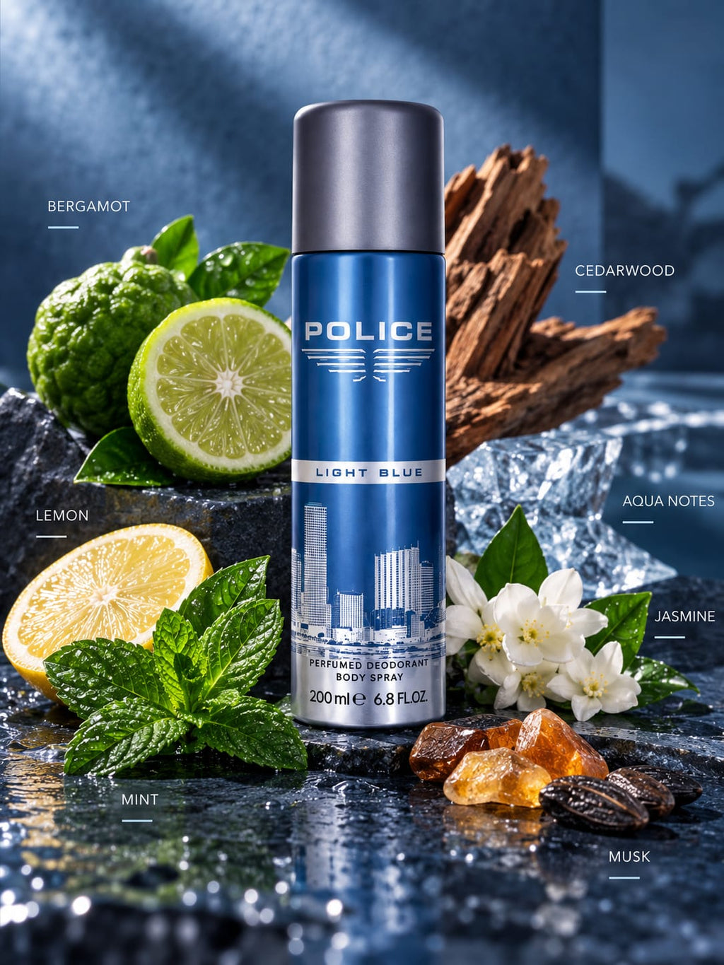 Police Light Blue Perfumed Deodorant Body Spray 200ml