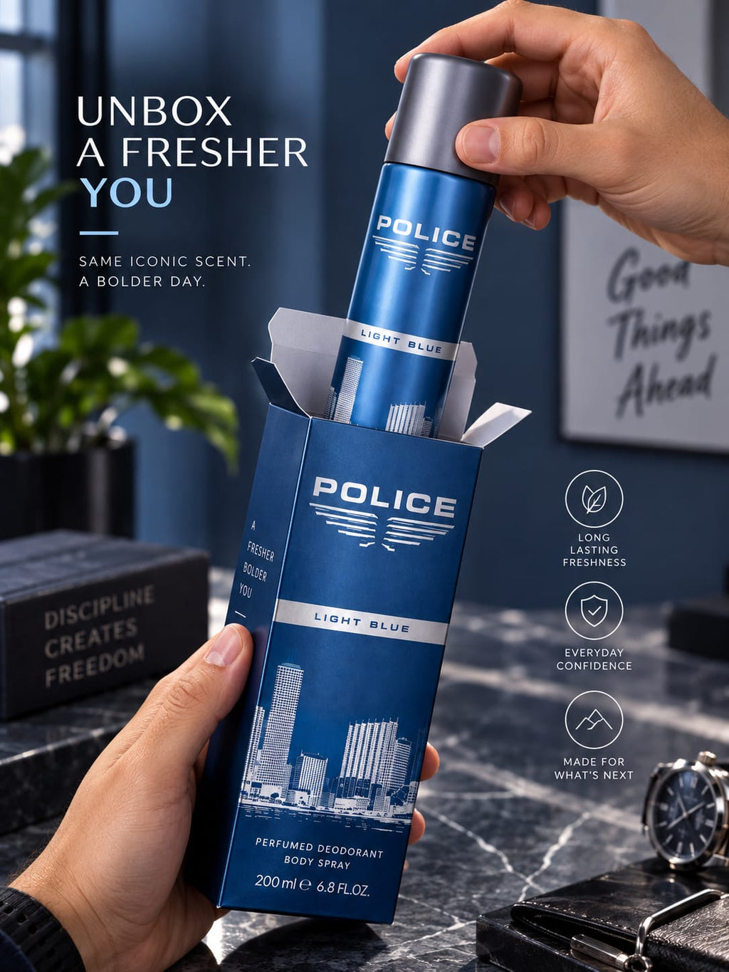 Police Light Blue Perfumed Deodorant Body Spray 200ml
