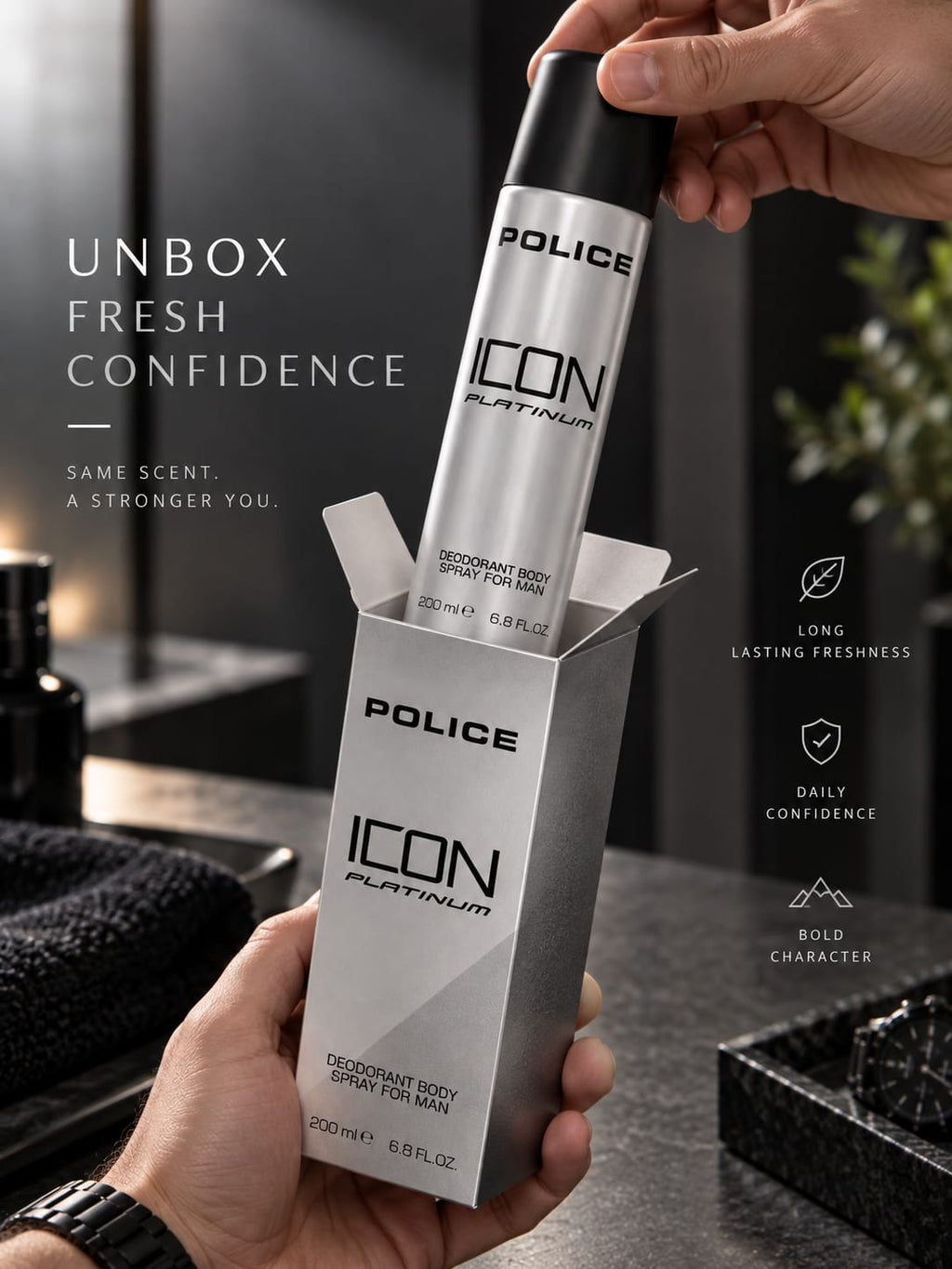 Police Icon Platinum Deodorant Body Spray for Men 200ml