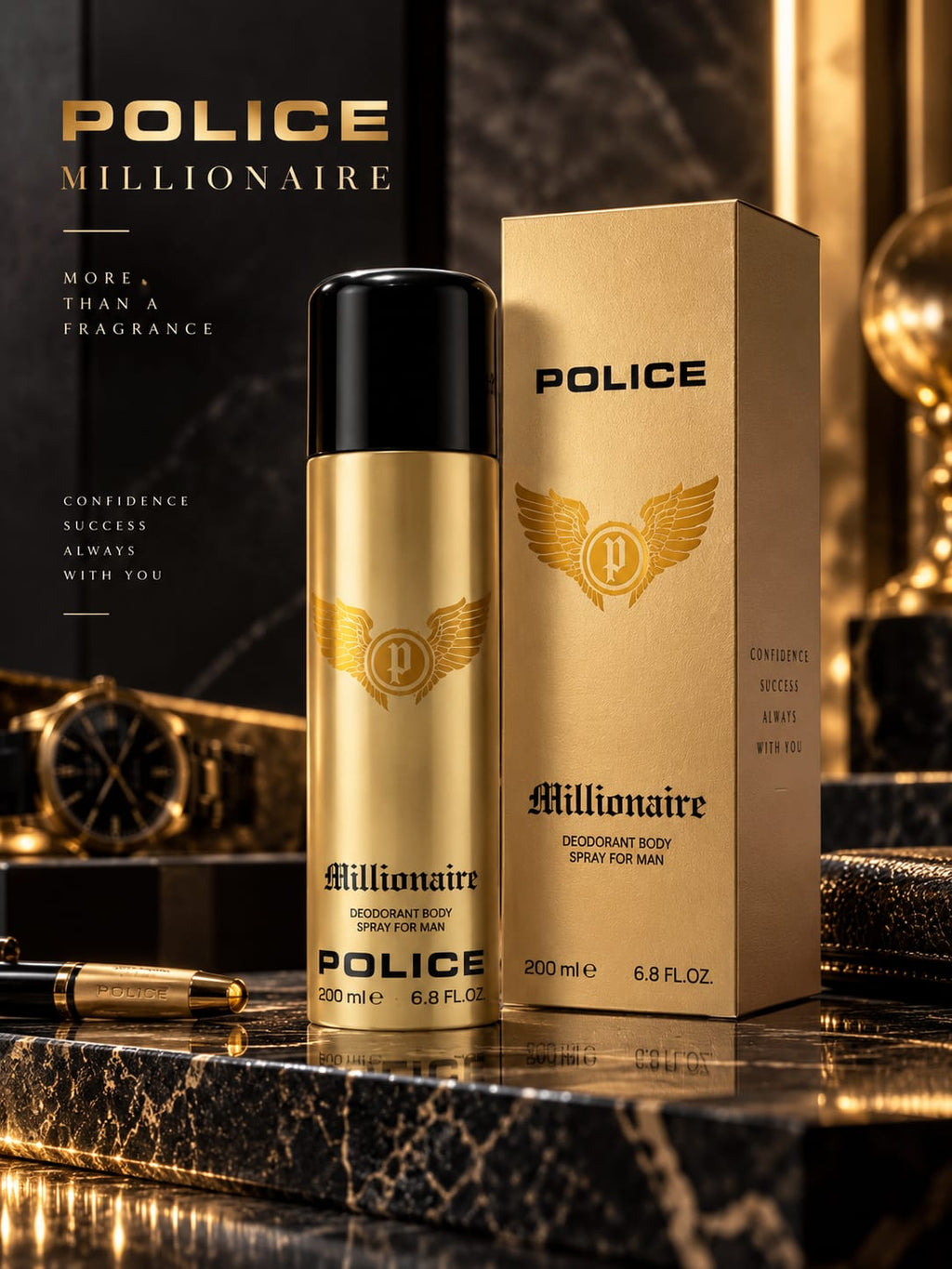 Police Millionaire Deodorant Body Spray for Men – 200ml