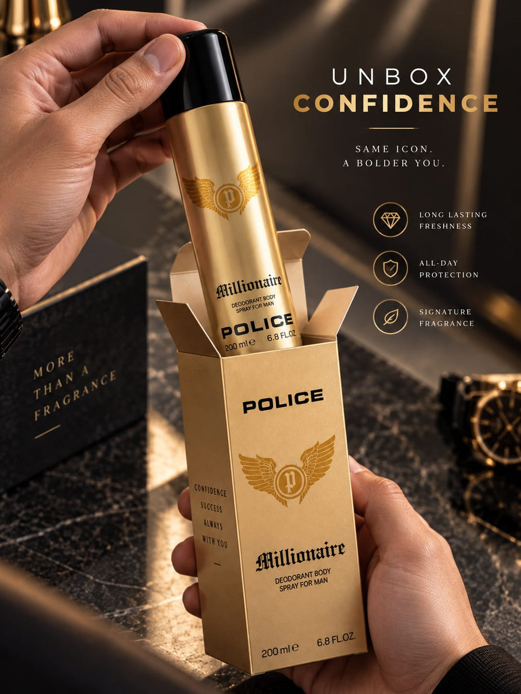 Police Millionaire Deodorant Body Spray for Men – 200ml
