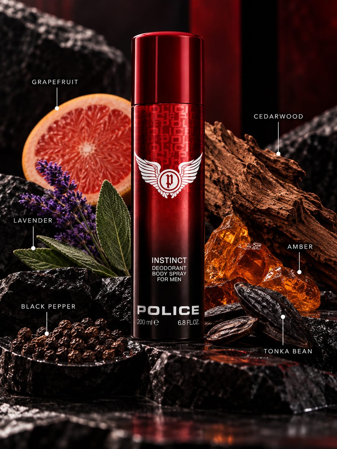 Police Instinct Deodorant Body Spray for Men 200ml