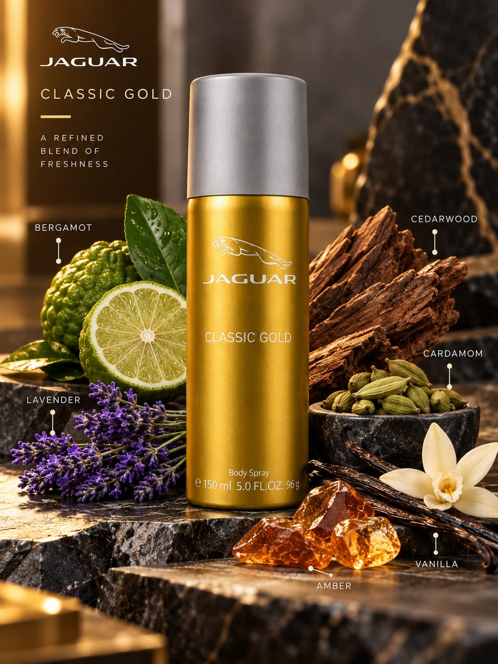 Jaguar Classic Gold Body Spray for Men 150 ml