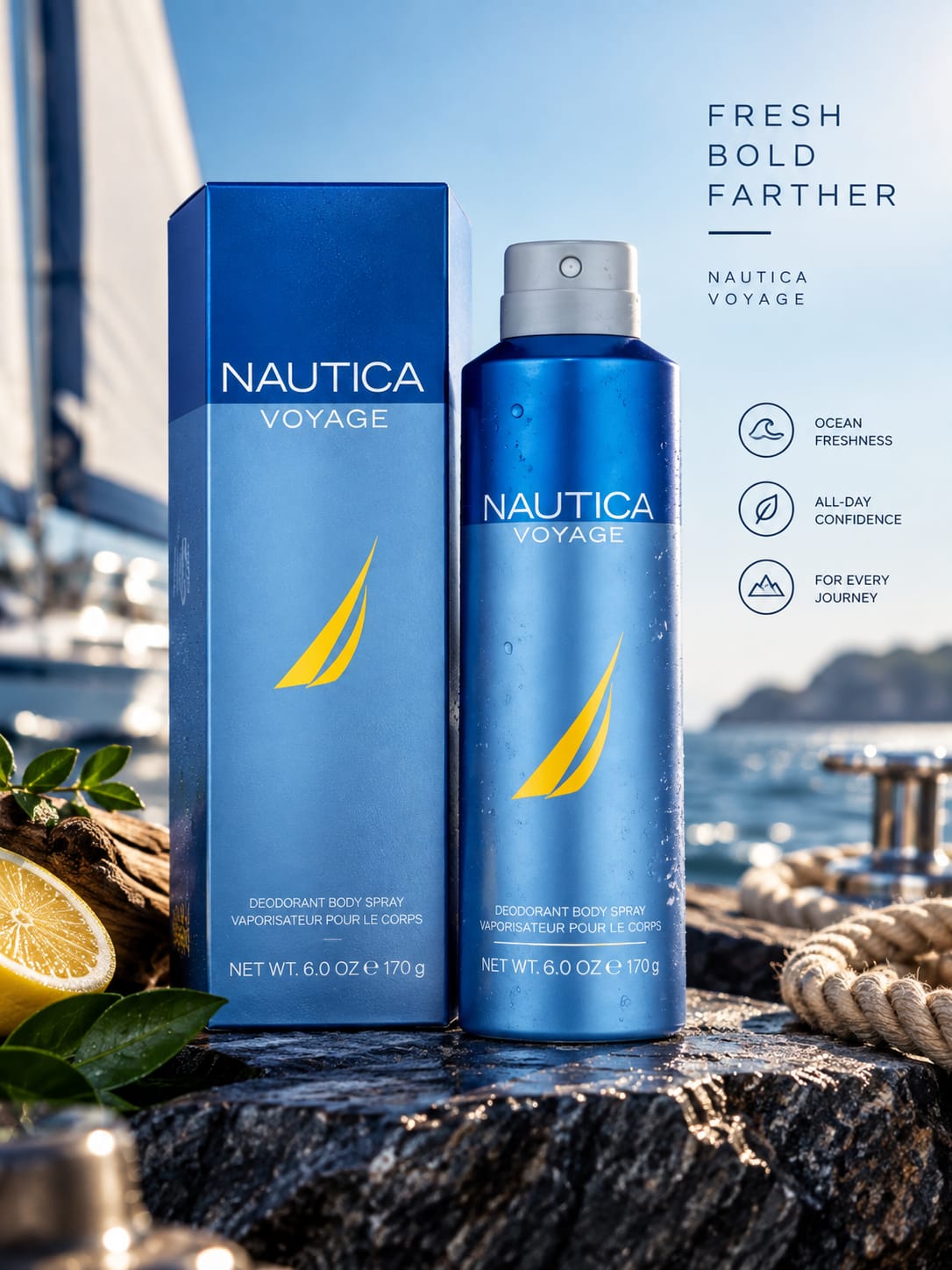 Nautica Voyage Deodorant Body Spray for Men – 170g