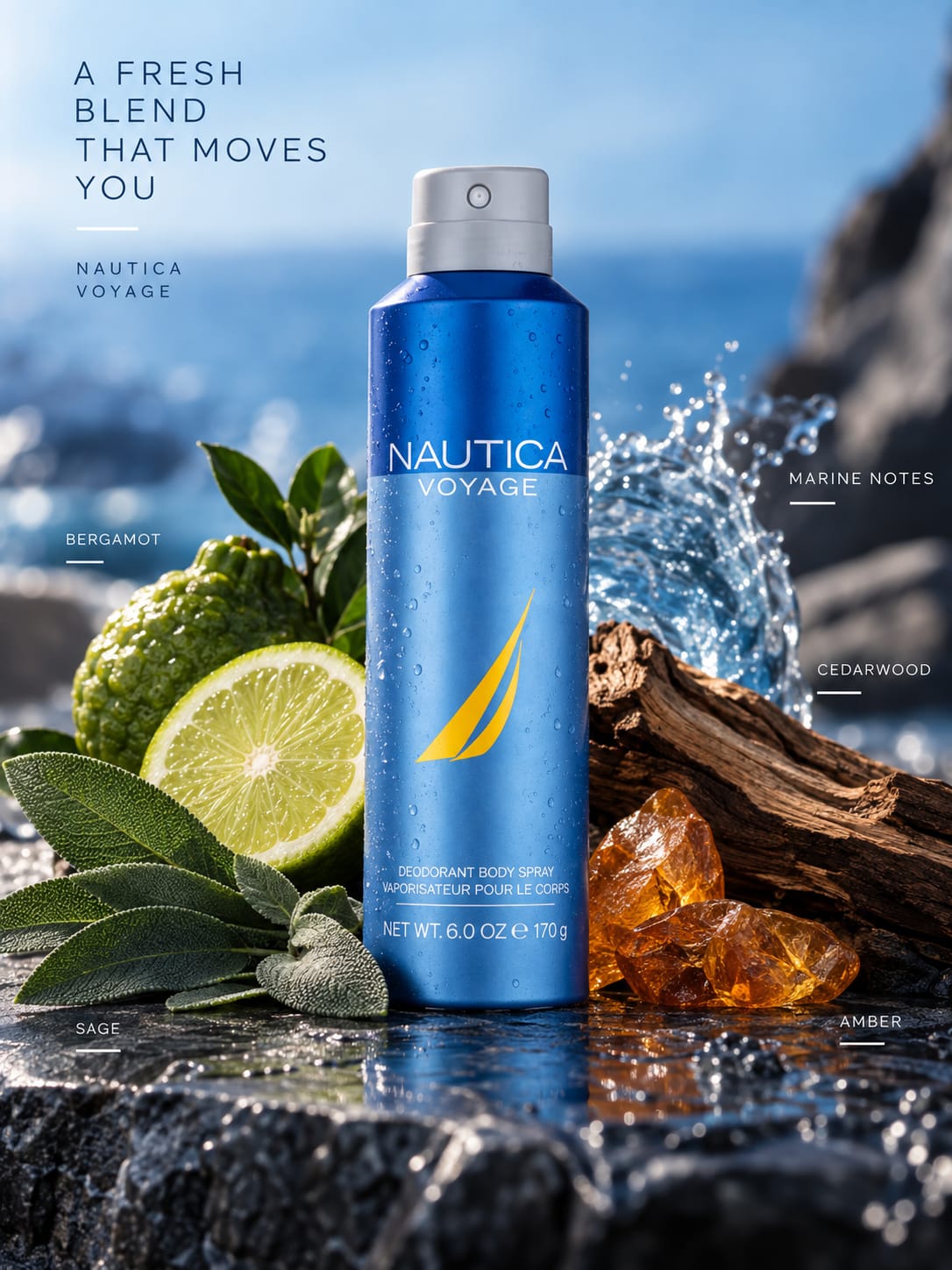 Nautica Voyage Deodorant Body Spray for Men – 170g