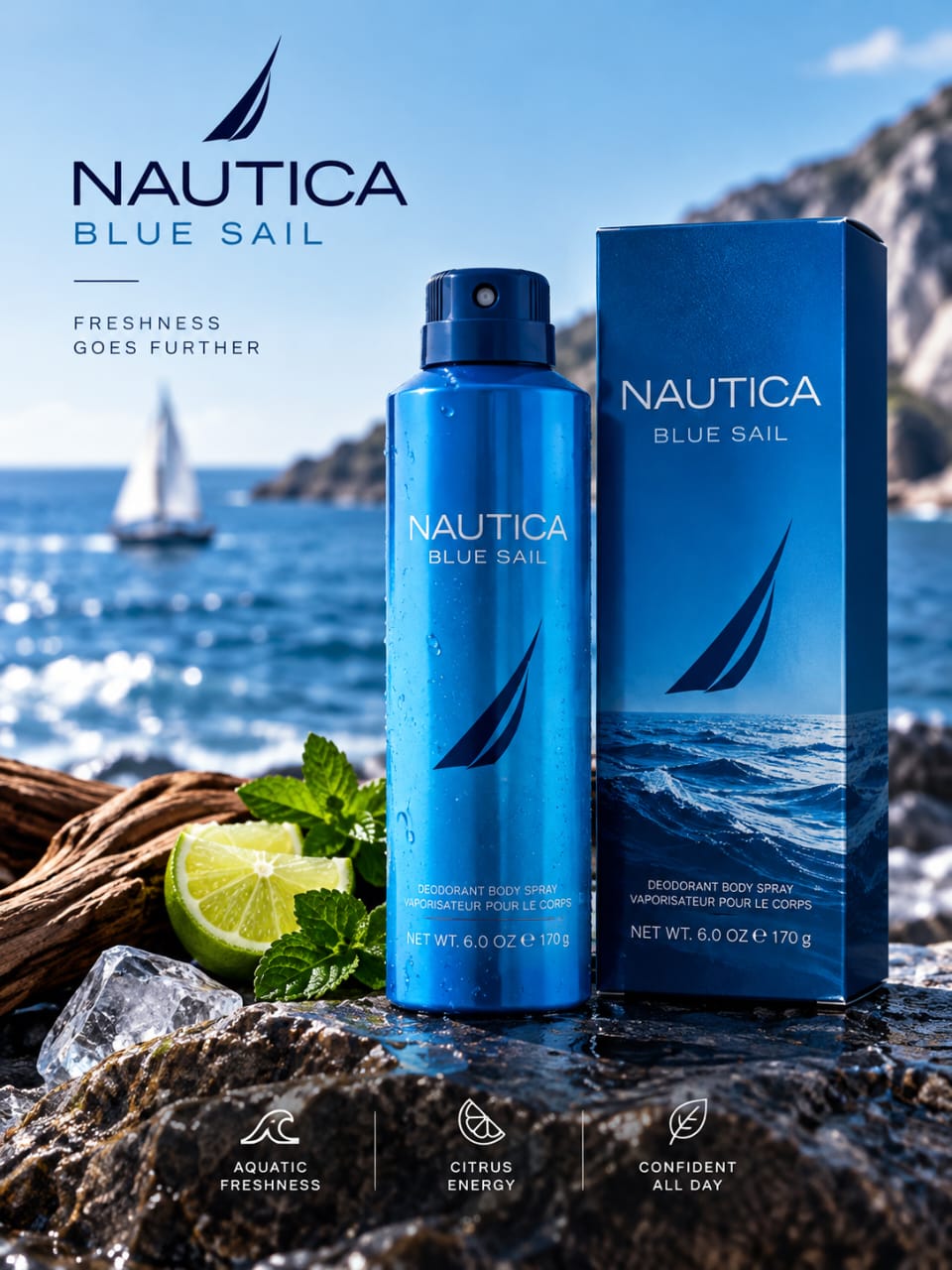 Nautica Blue Sail Deodorant Body Spray 6 oz / 170 g