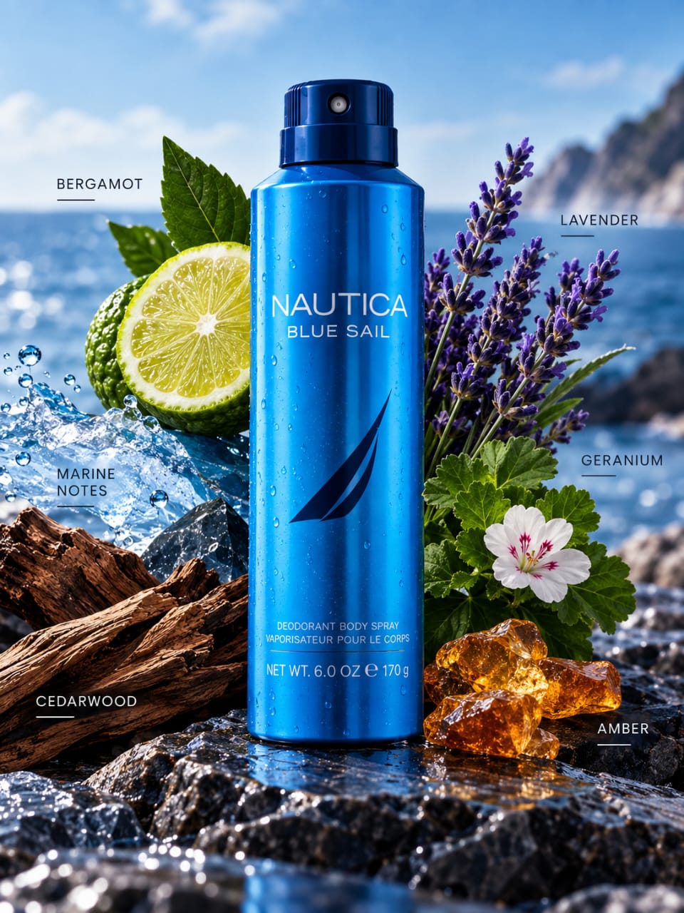 Nautica Blue Sail Deodorant Body Spray 6 oz / 170 g