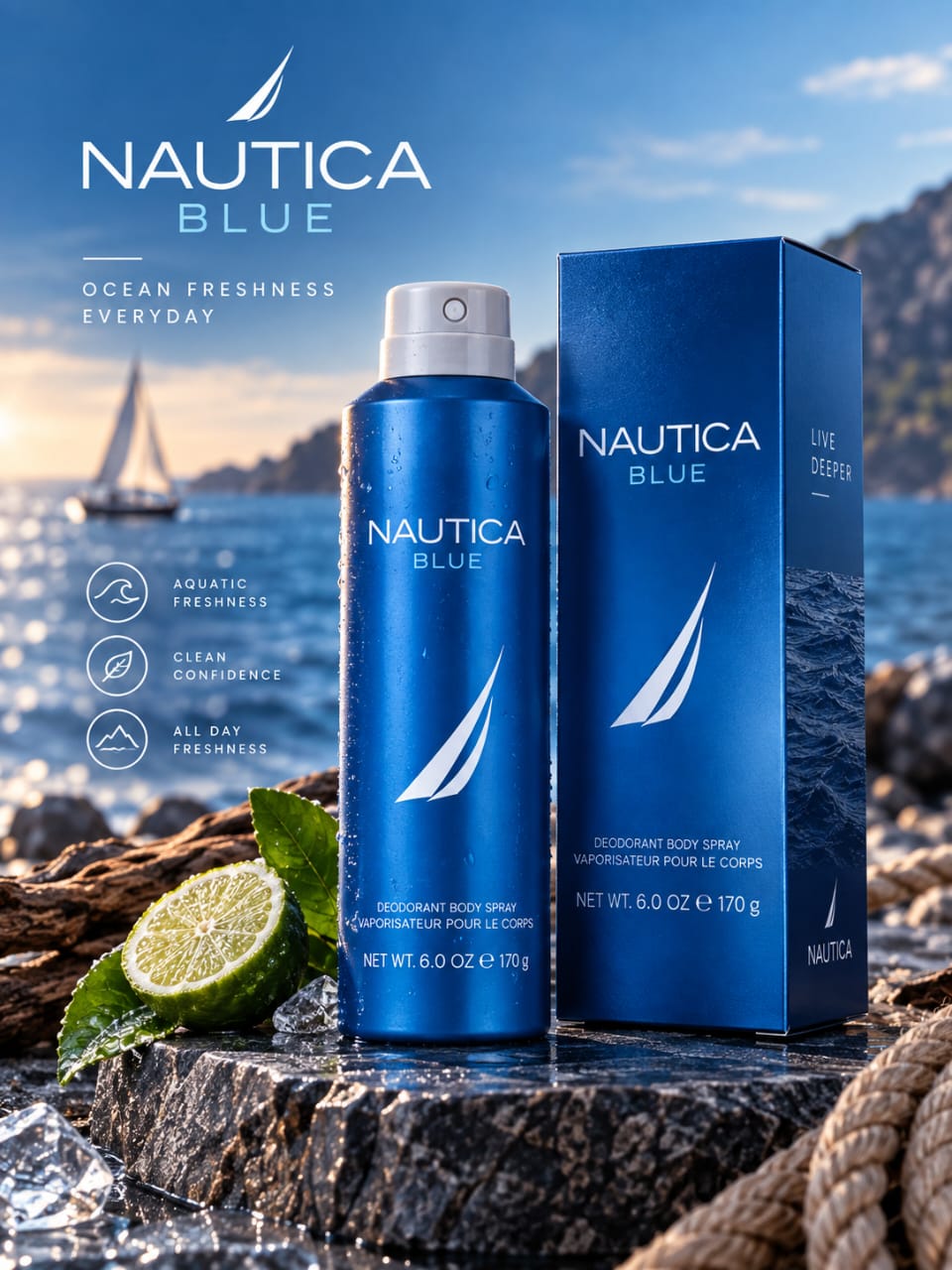 Nautica Blue Deodorant Body Spray 170g (6.0 oz)