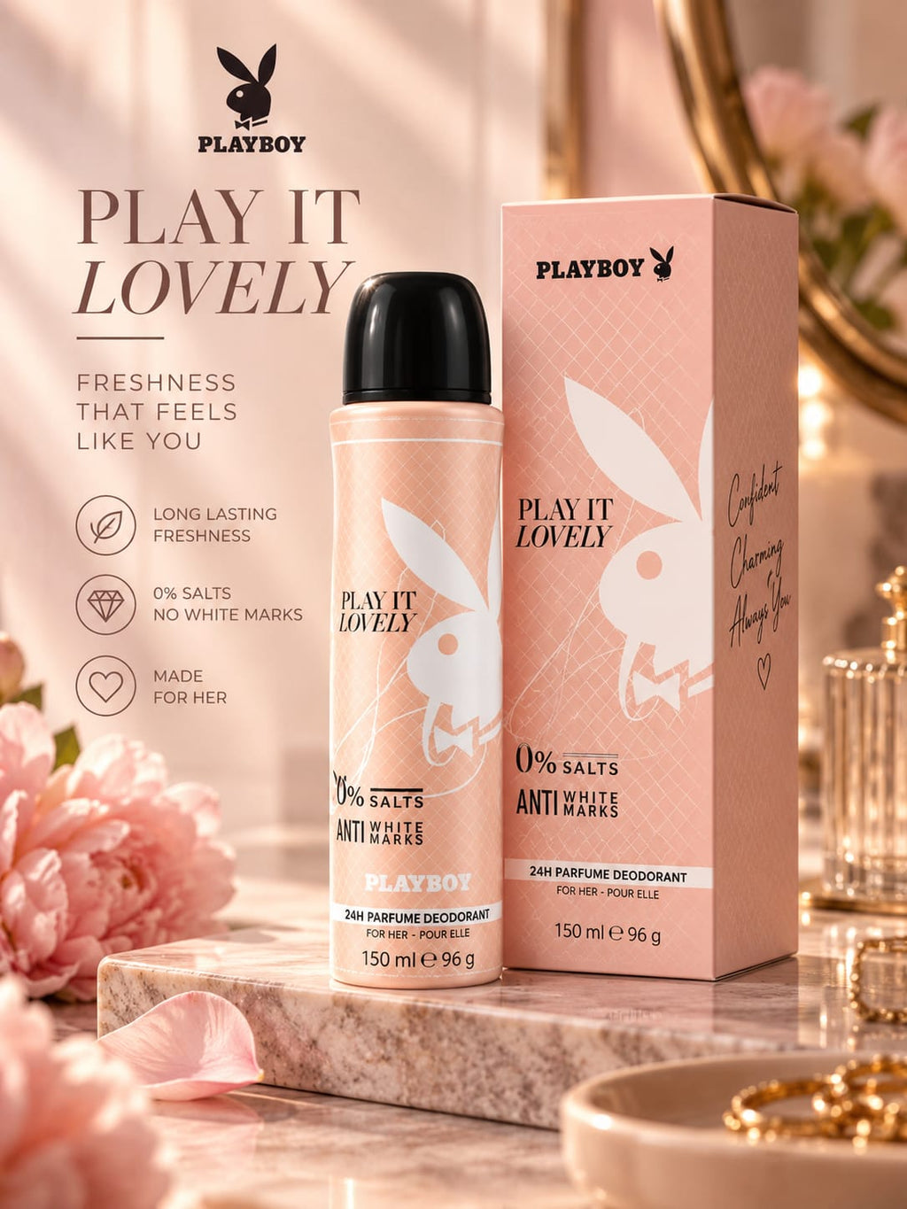 Playboy Play It Lovely 24H Perfume Deodorant for Women 150 ml