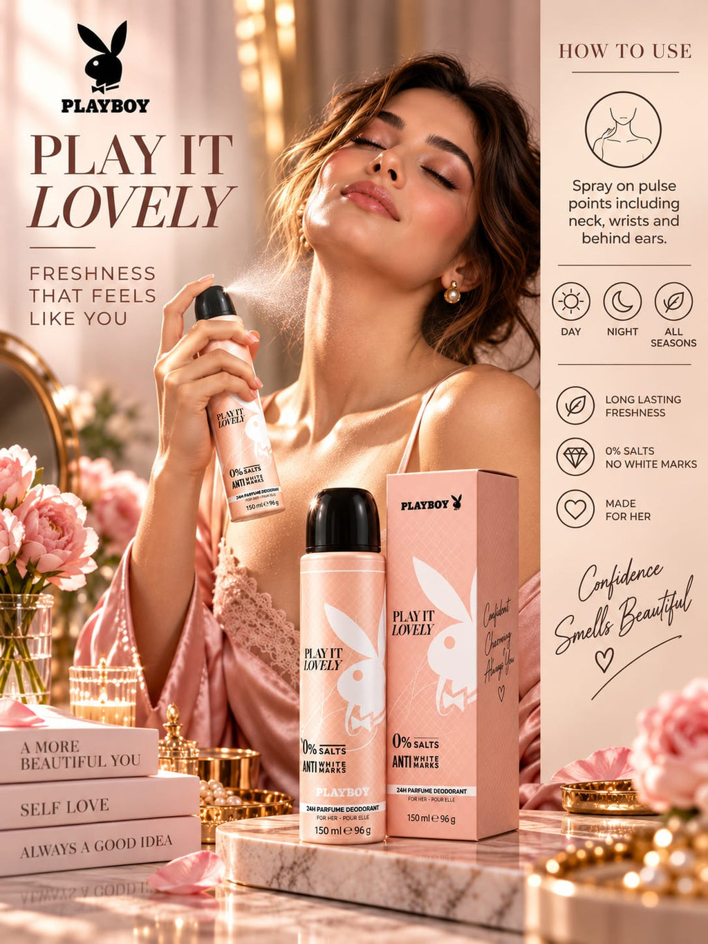 Playboy Play It Lovely 24H Perfume Deodorant for Women 150 ml
