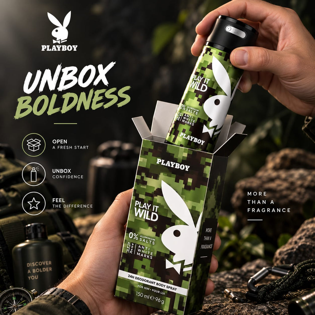 Playboy Play It Wild 24H Deodorant Body Spray for Him 150ml