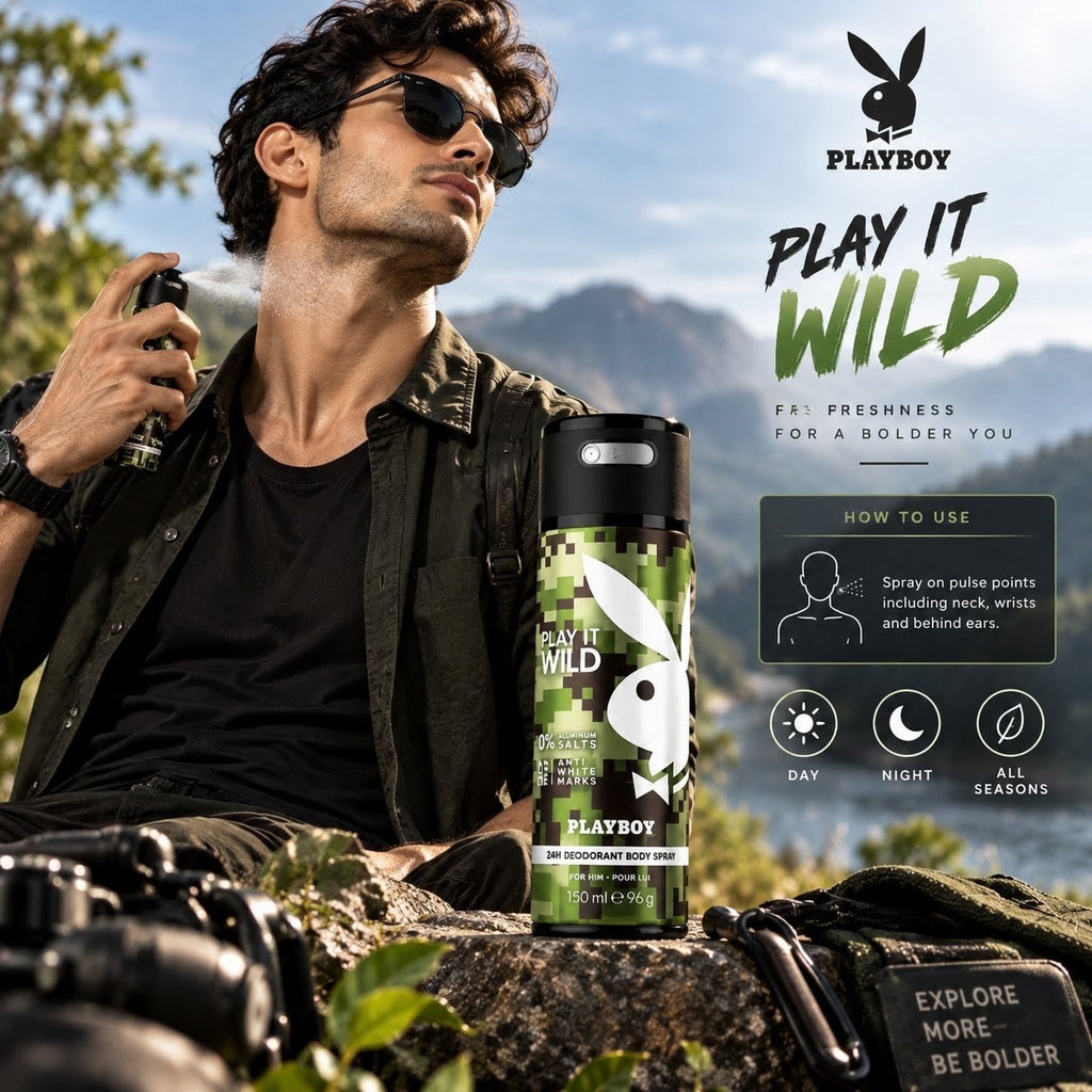 Playboy Play It Wild 24H Deodorant Body Spray for Him 150ml