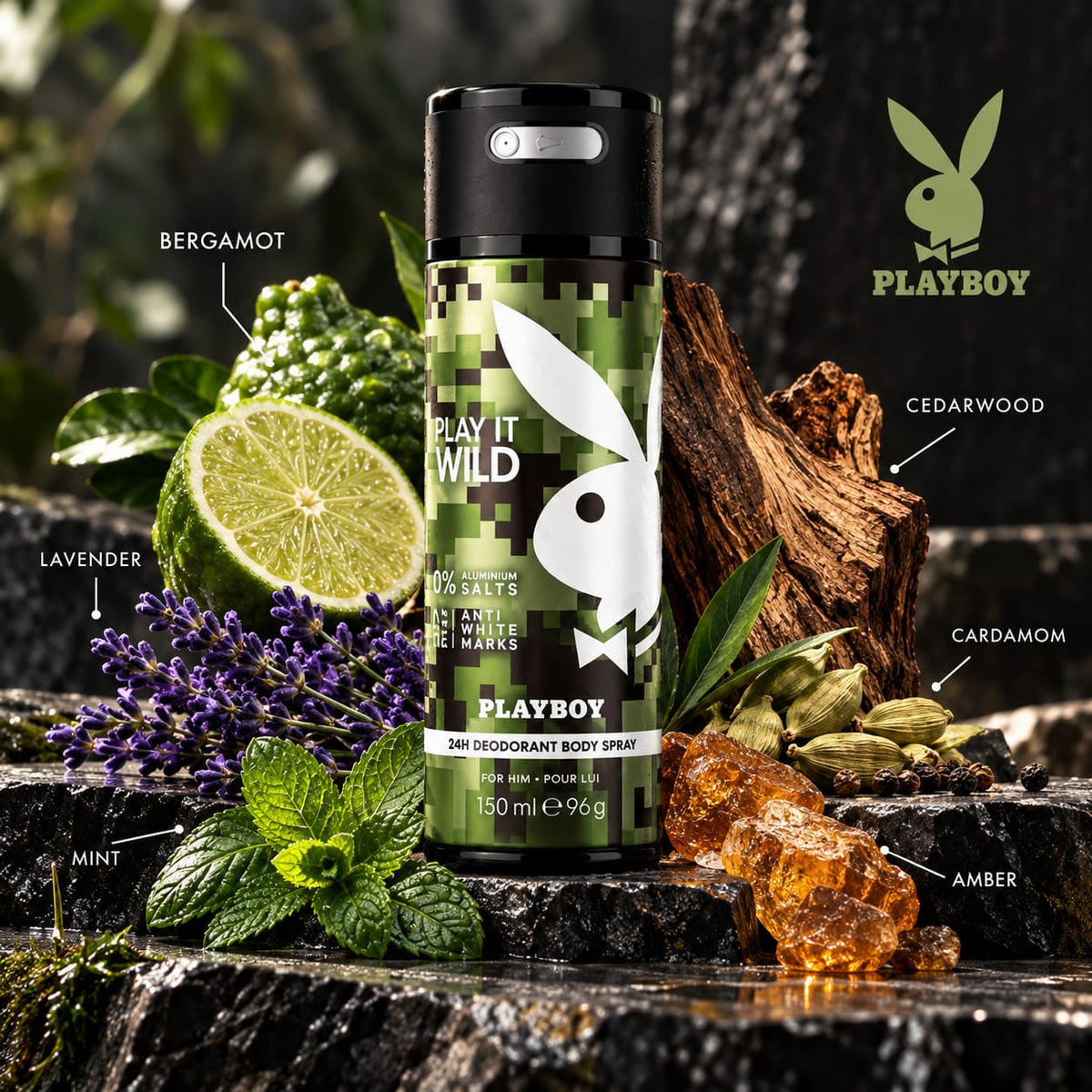 Playboy Play It Wild 24H Deodorant Body Spray for Him 150ml
