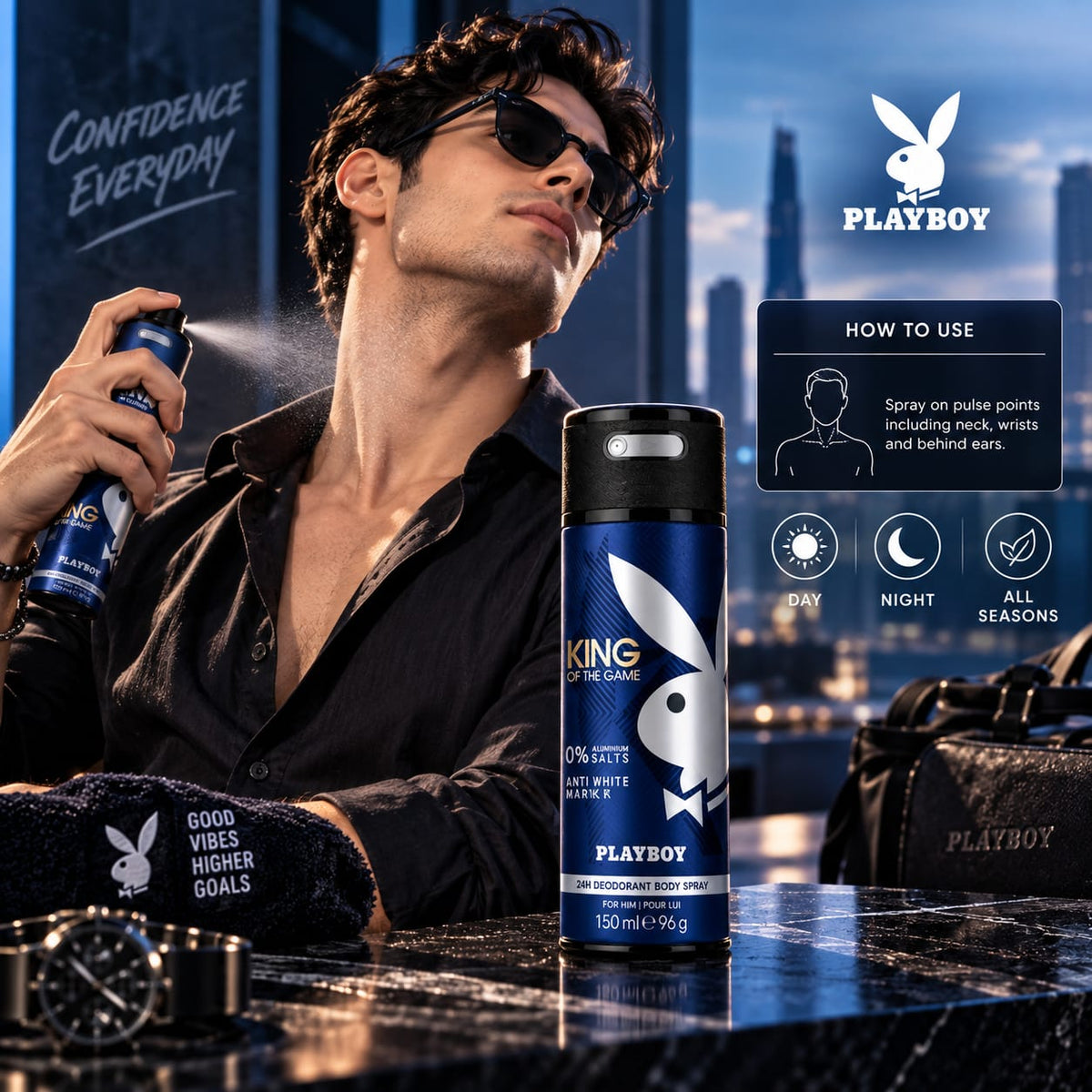 Playboy King of the Game Deodorant Body Spray for Men 150ml