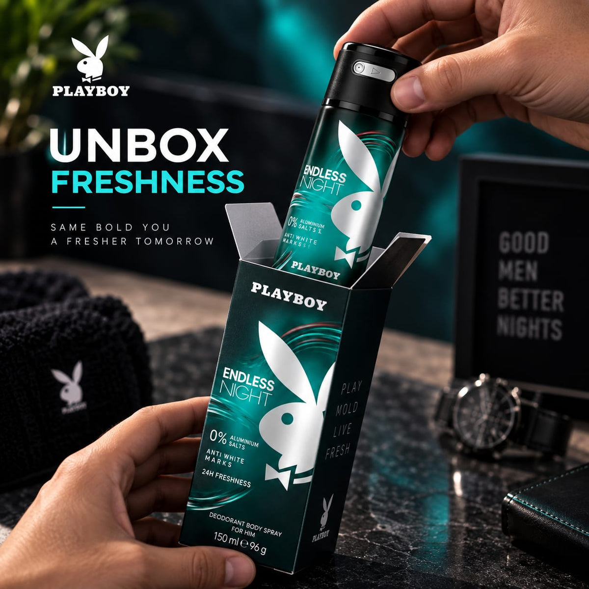 Playboy Endless Night Deodorant Body Spray for Him – 150ml
