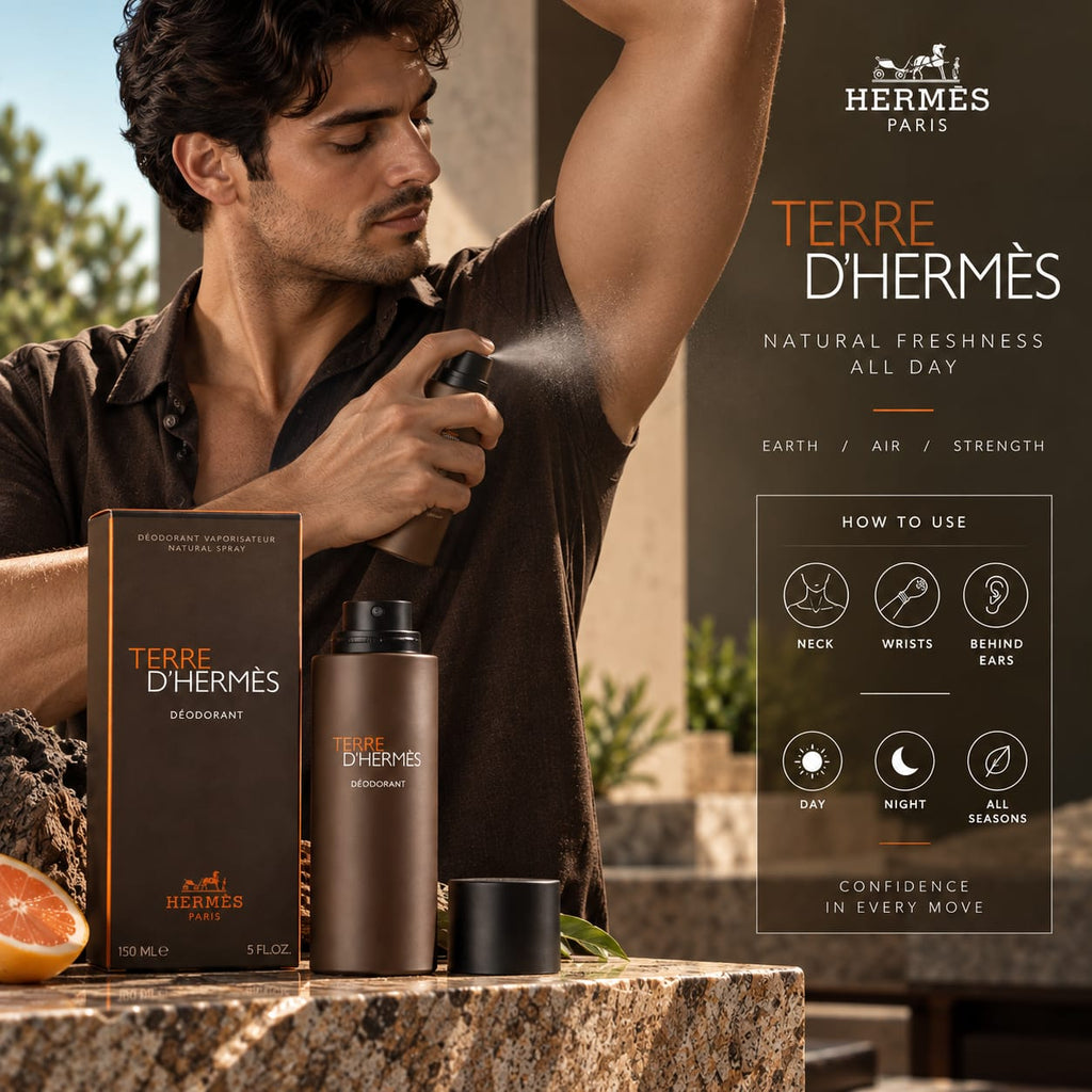 Terre d’Hermès Deodorant Spray 150ml – Fragranced Deodorant for Men